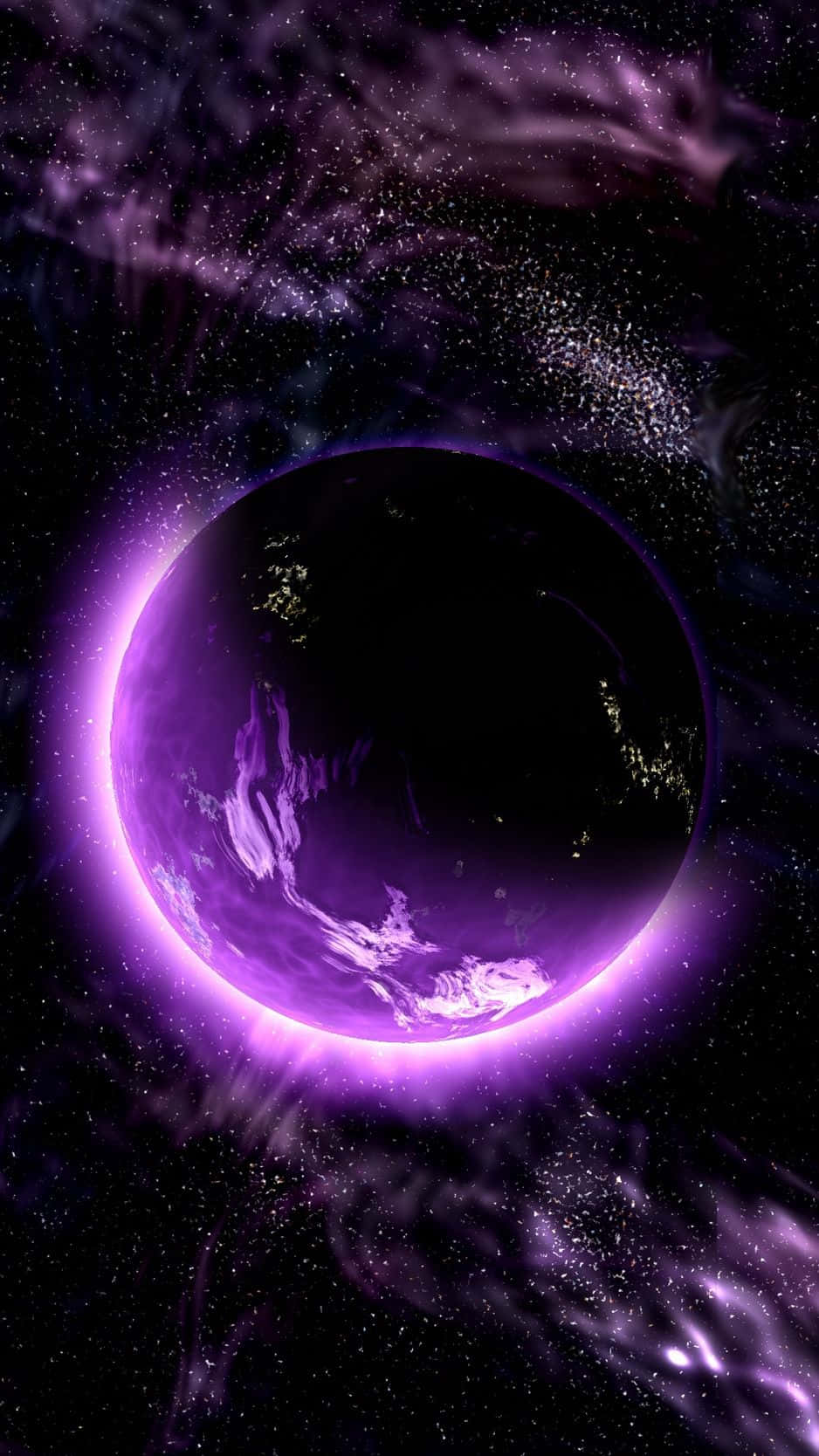Download Neon Purple Crescent Moon
