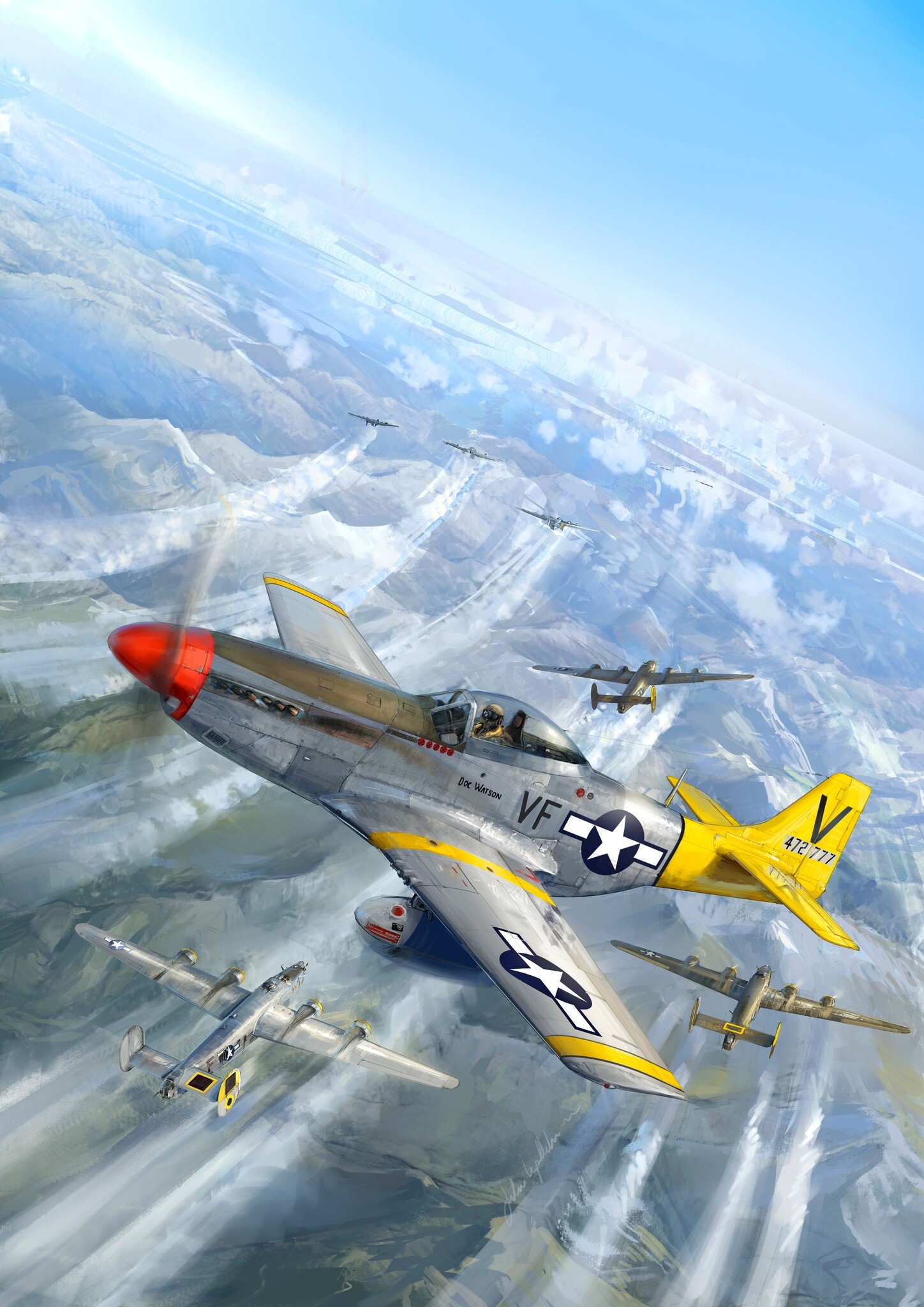 P 51 Mustang Over The Alps 1944