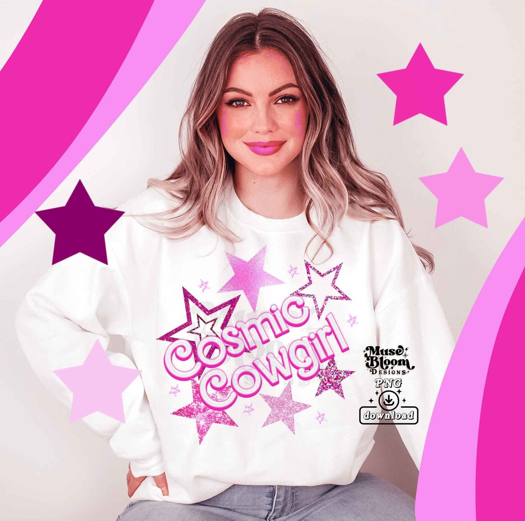 Cosmic Cowgirl Glitter Stars PNG