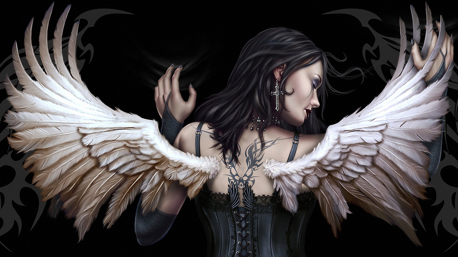 Gothic Dark Angel Wings HD Wallpaper
