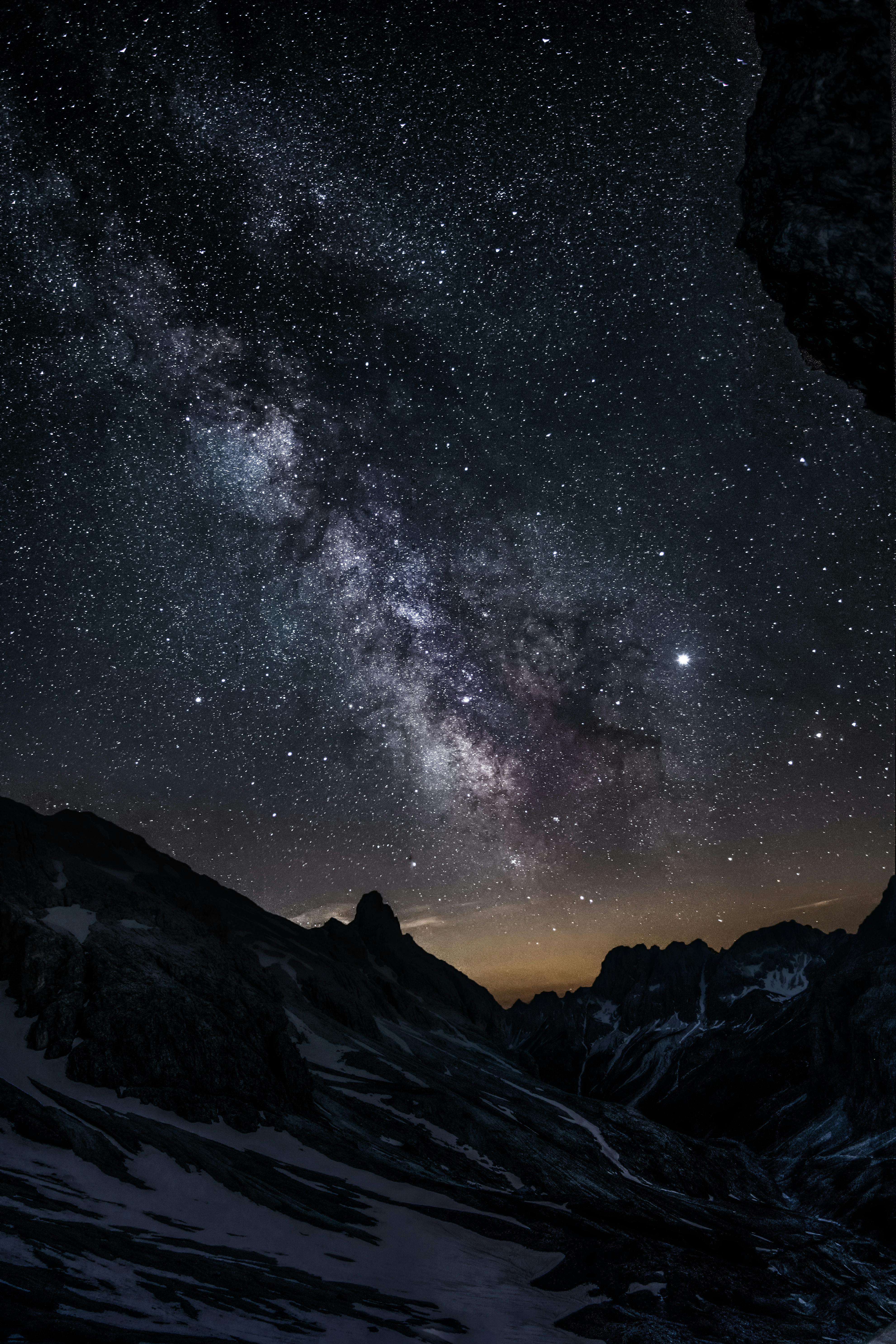 Photo of Mountain Under Starry Night Sky · Free
