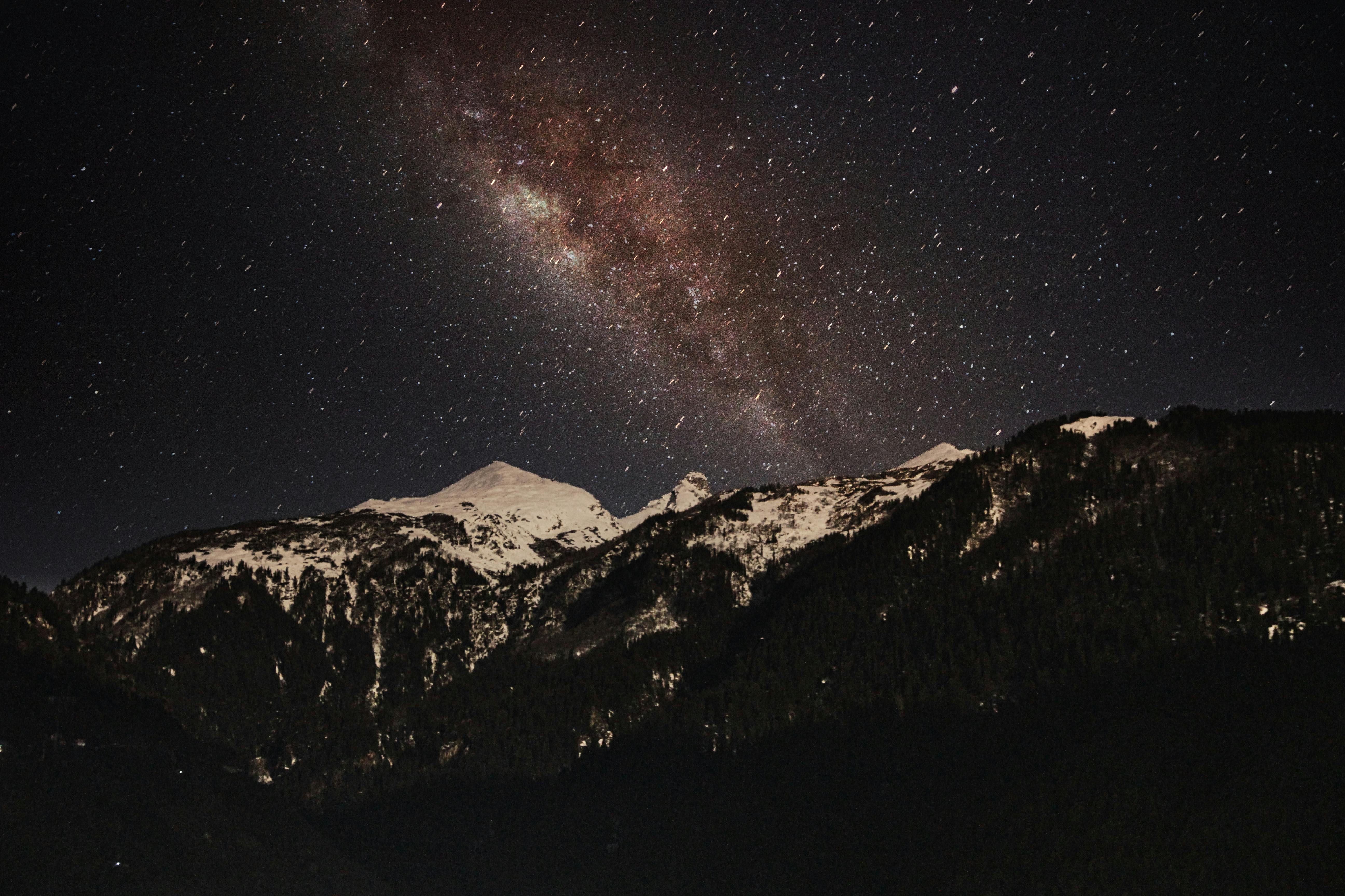 A Snow Capped Mountain Under the Milky