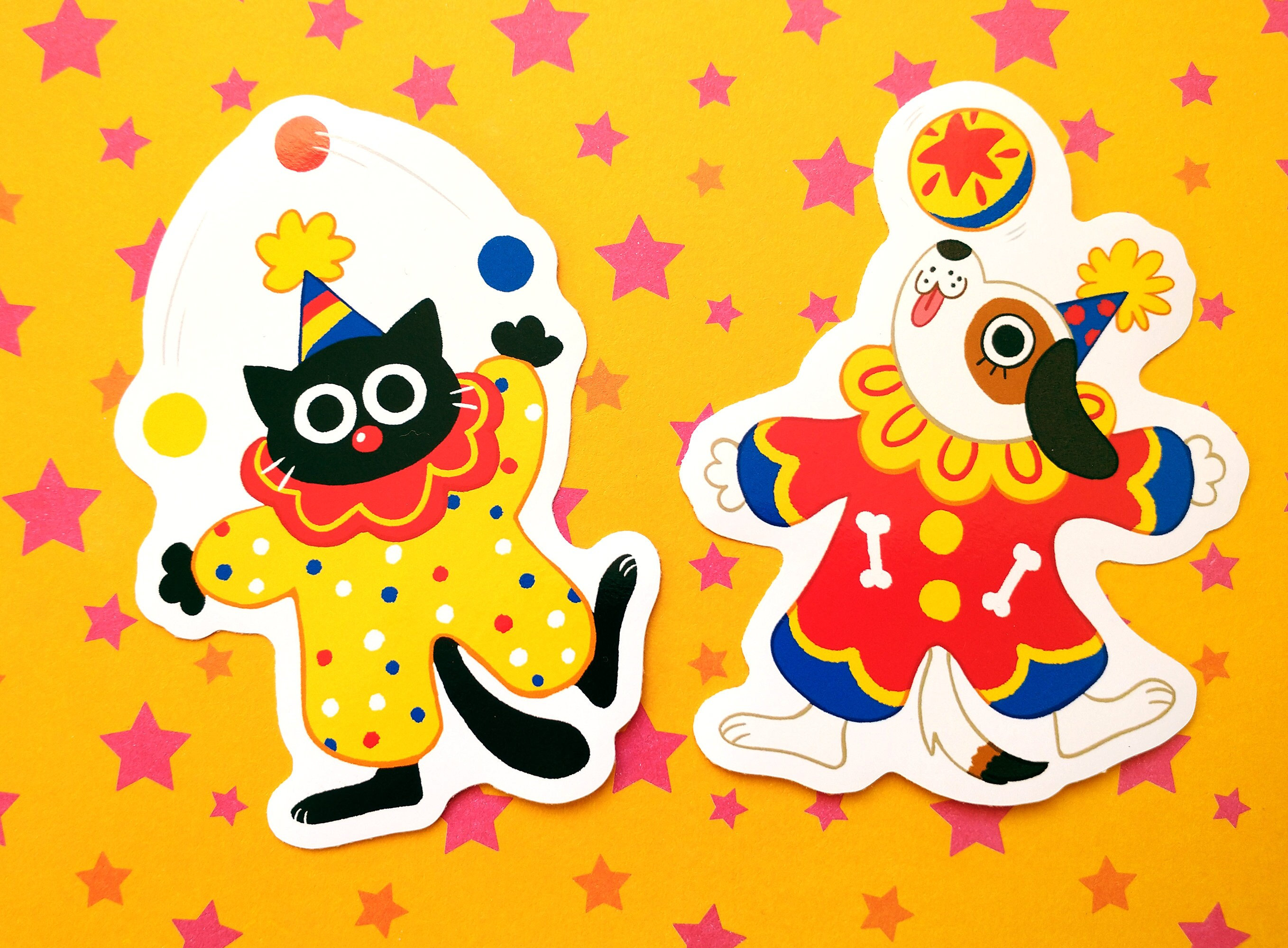 Clown Cat Dog Clowncore Stickers