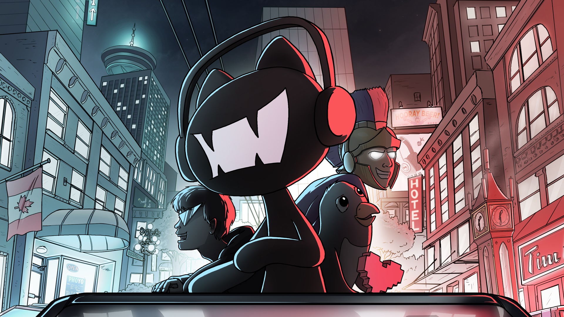 Monstercat Animated Cityscape HD Wallpaper
