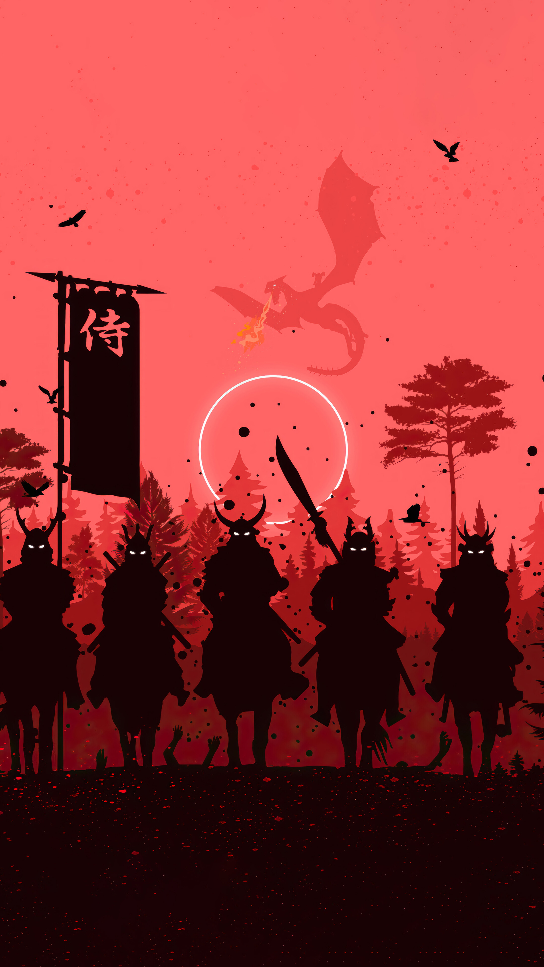 Samurai Silhouette 4K Wallpaper iPhone