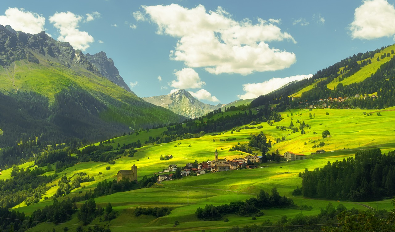 Mountains Switzerland Village