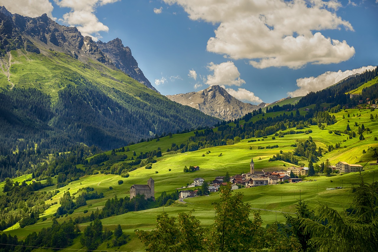 Switzerland Village Mountains