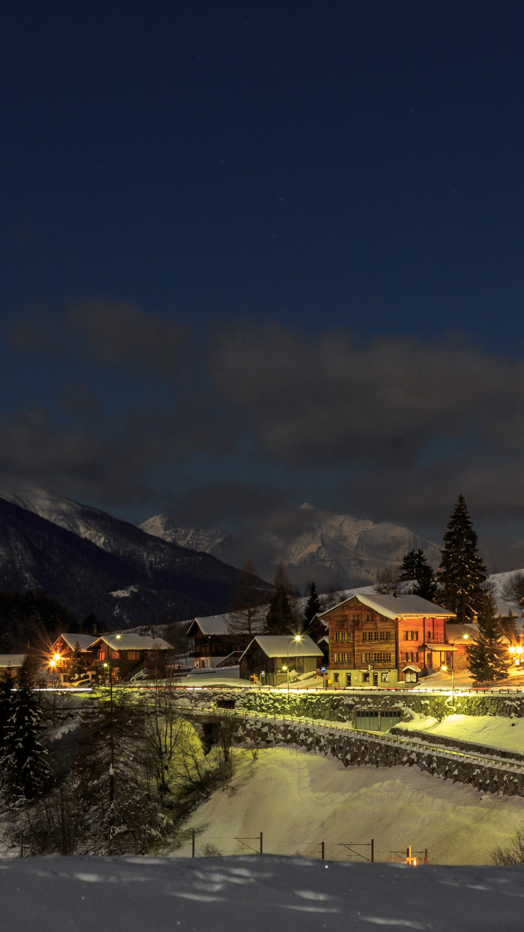 Mobile wallpaper: Winter, Night, Snow