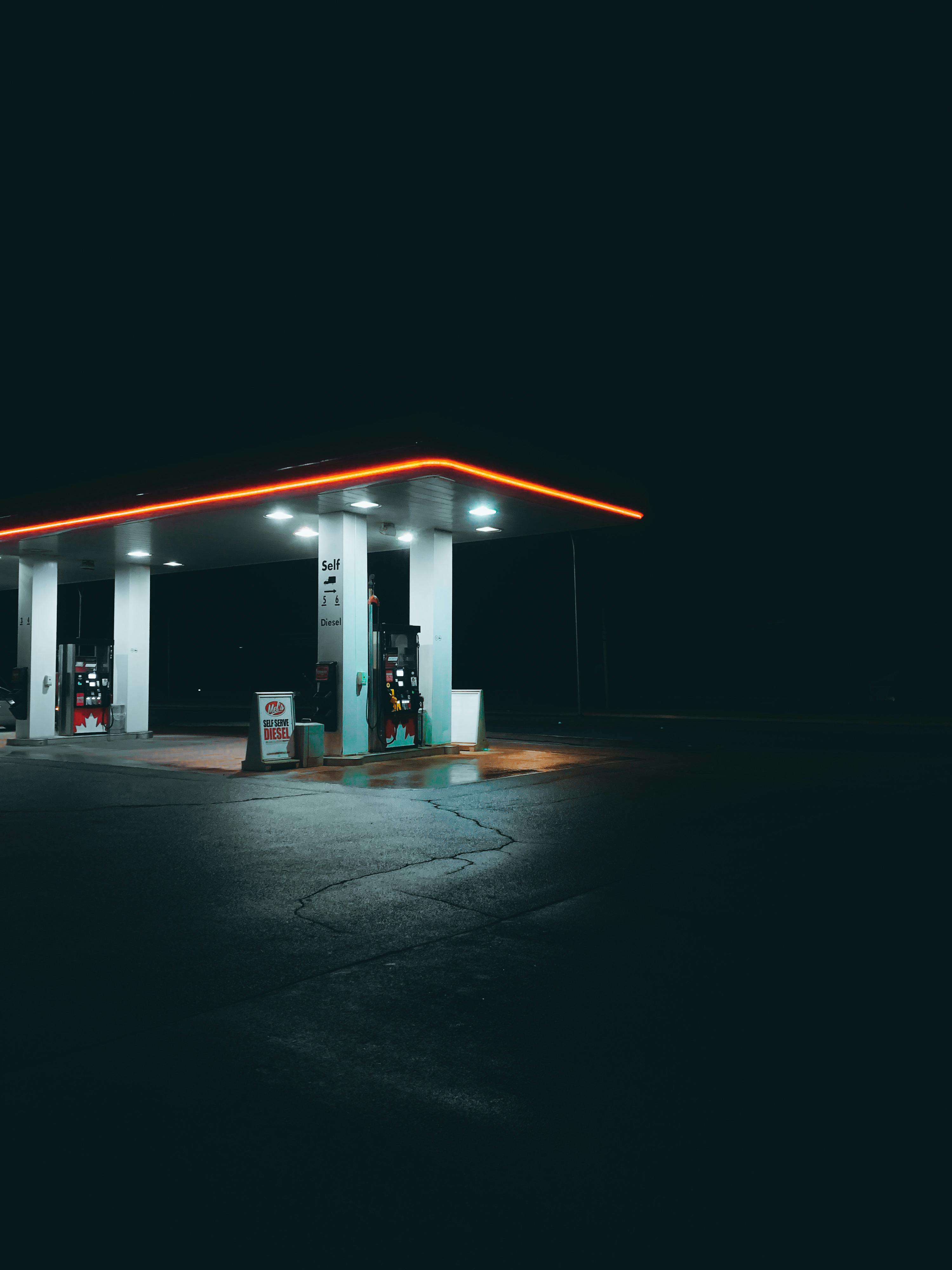 A Gas Station at Night · Free