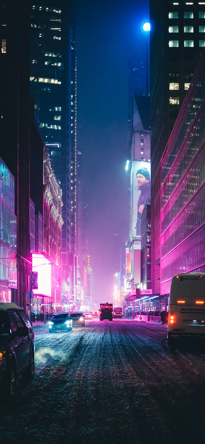 Dark Downtown Street At Night 4K Phone