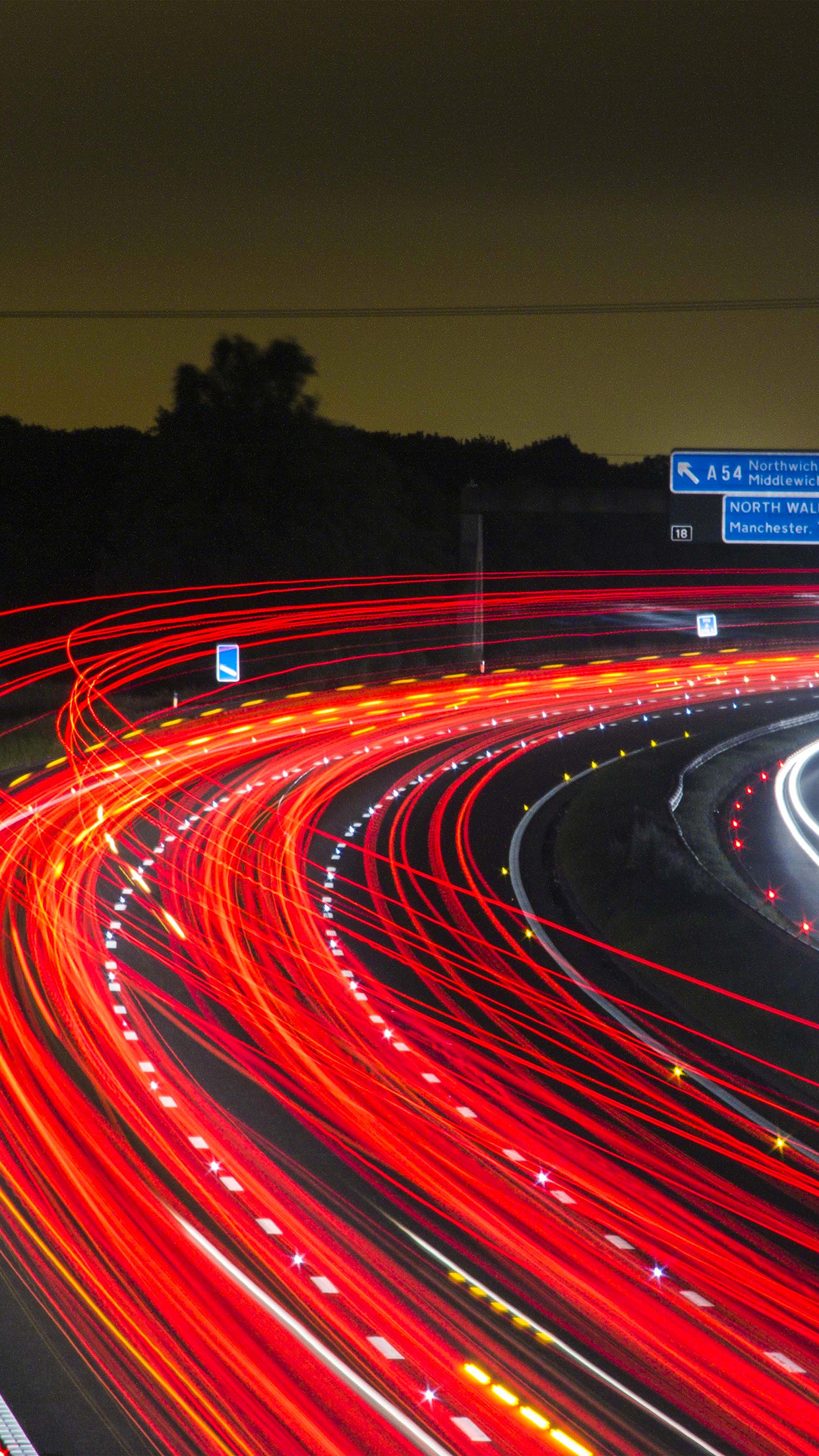 Night Road Light Red Car Street