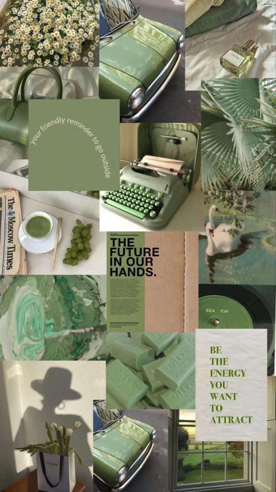 Save Green Aesthetic Motivational Collages