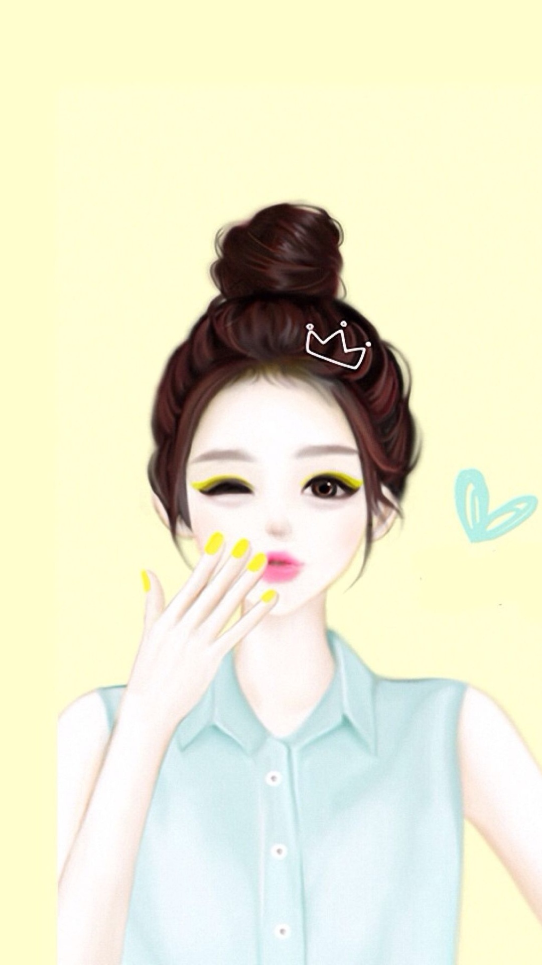 Cute Cartoon Korean Girl Wallpaper