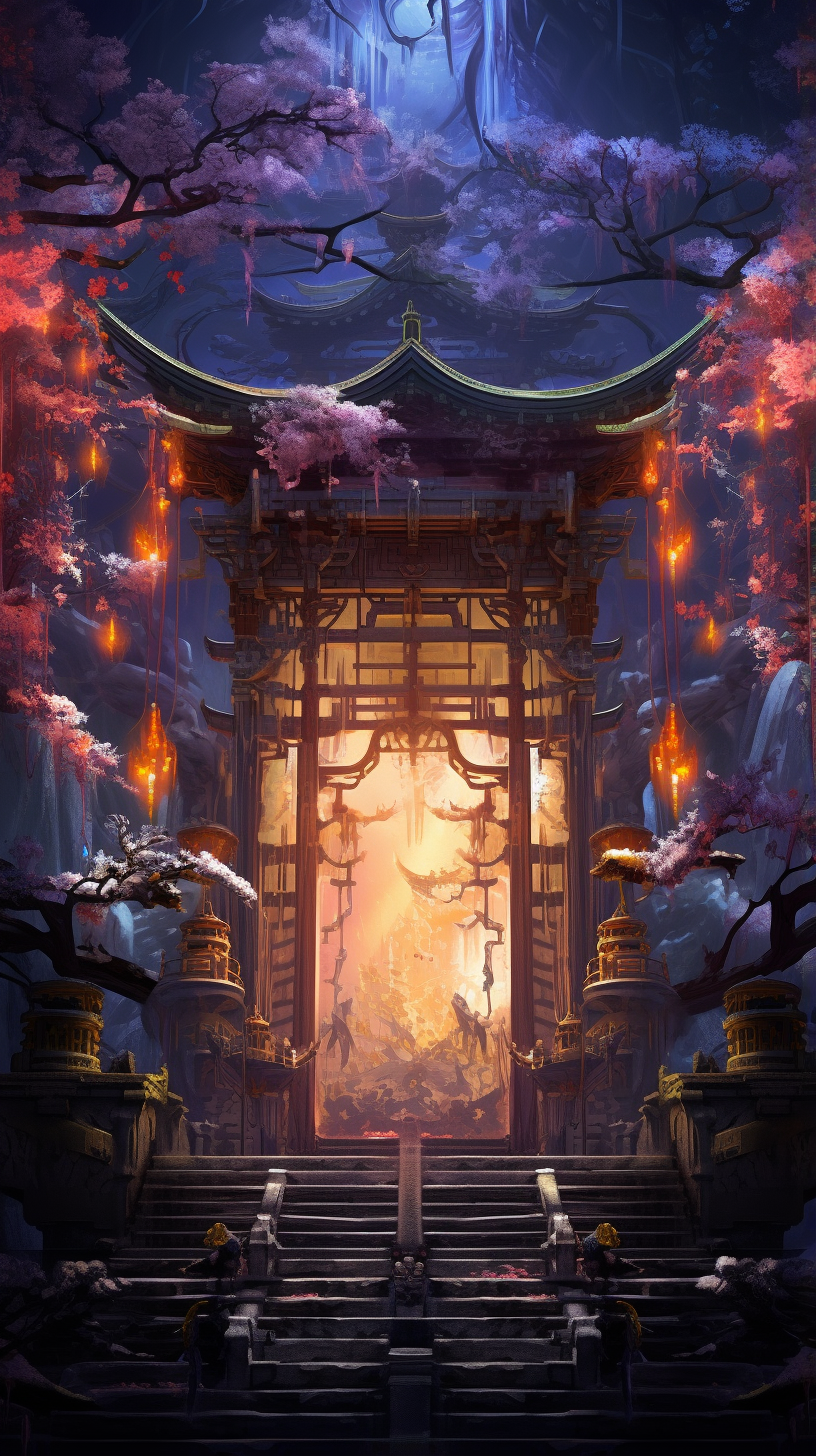 Anime Art of a Mystic Shrine Evening