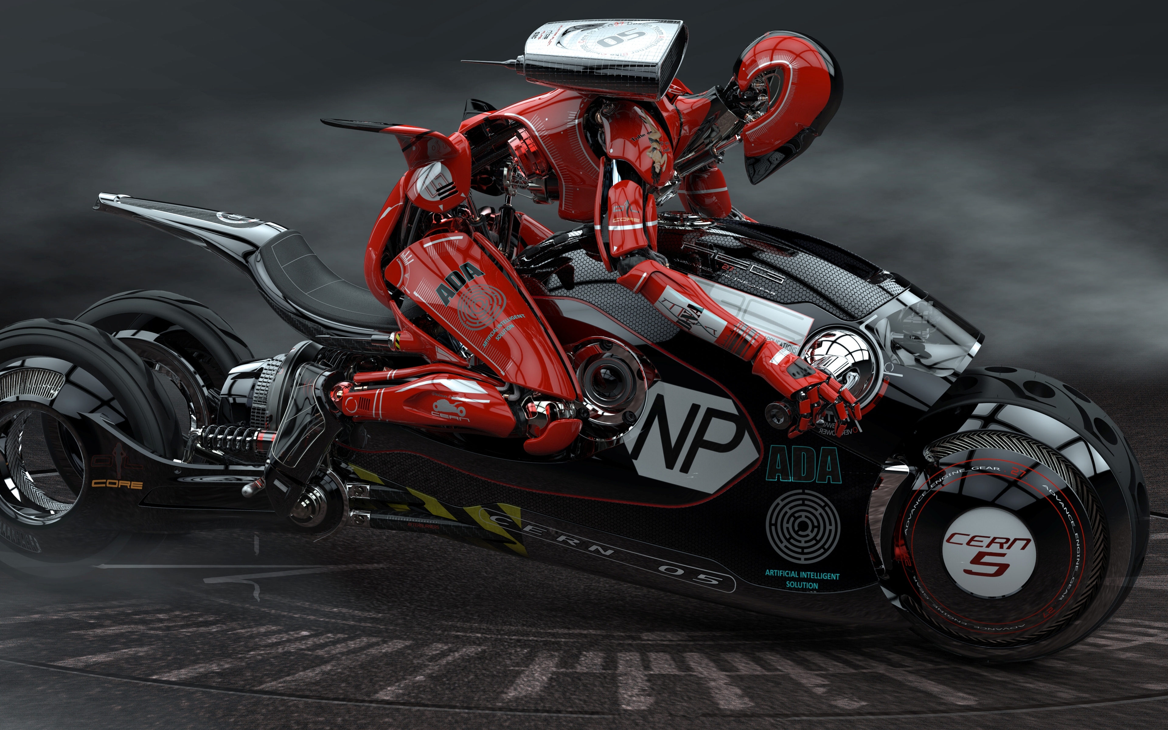 Red Futuristic Motorcycle HD Wallpaper