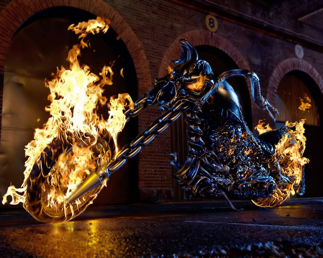 Cool 3D Ghost Rider's Motor Wallpaper