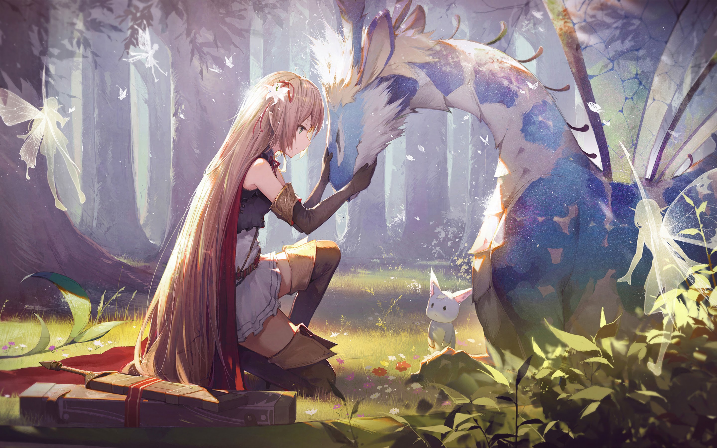 Anime Girl Fantasy Creatures 4K