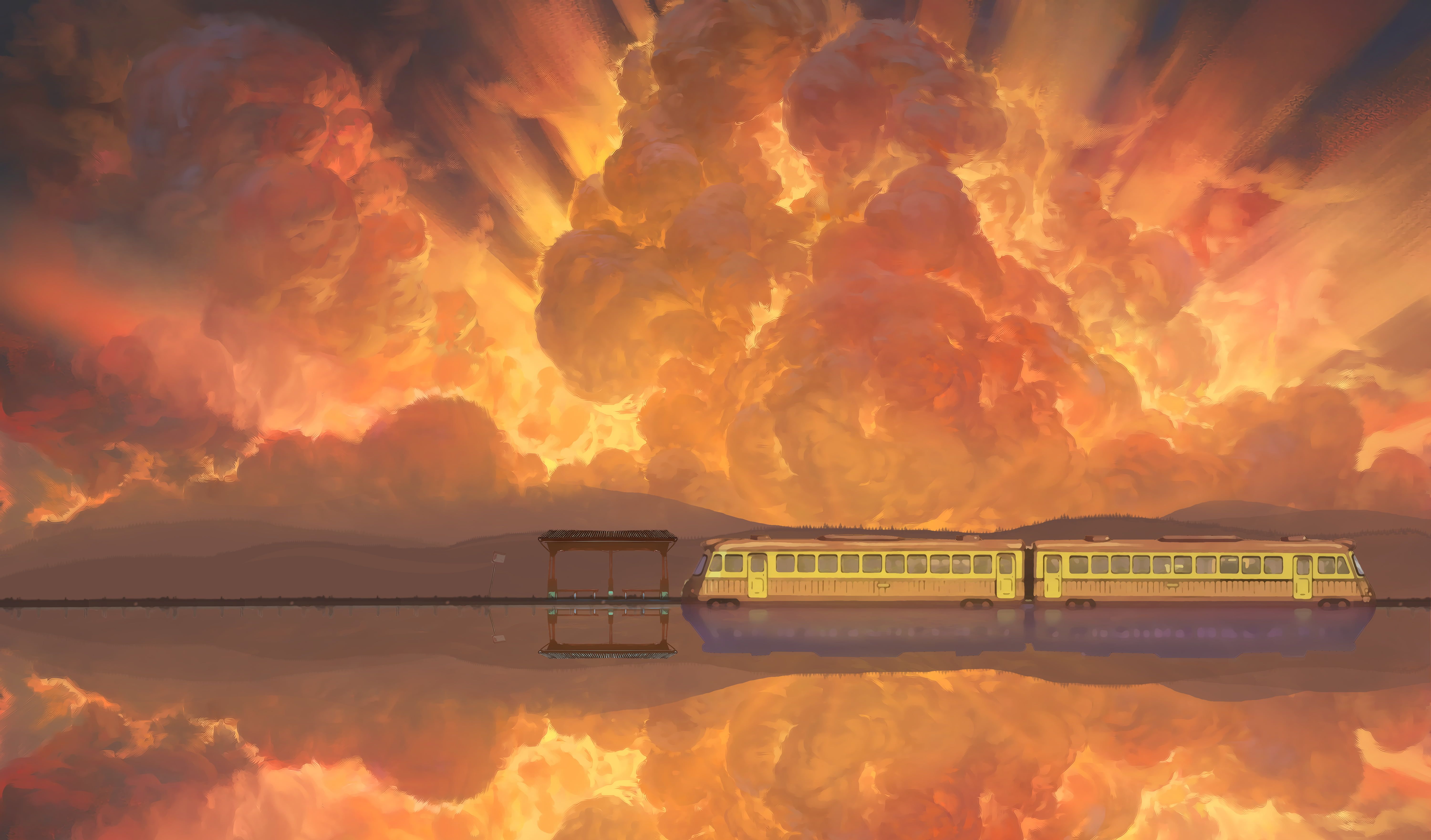 HD wallpaper: Spirited Away, train, sky