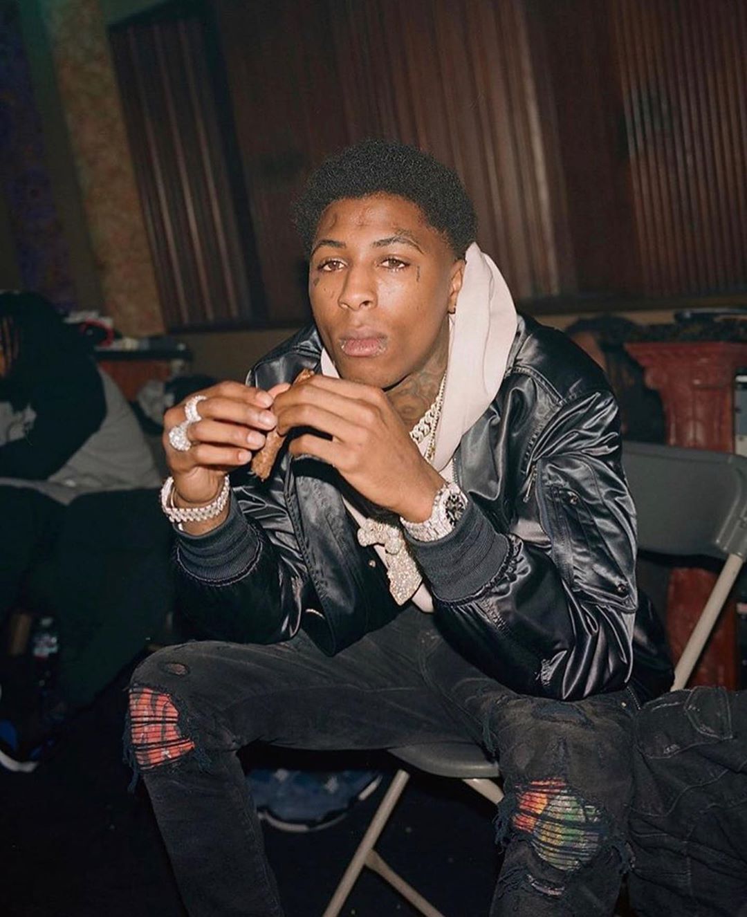 YoungBoy NBA, smoking, studio, jacket