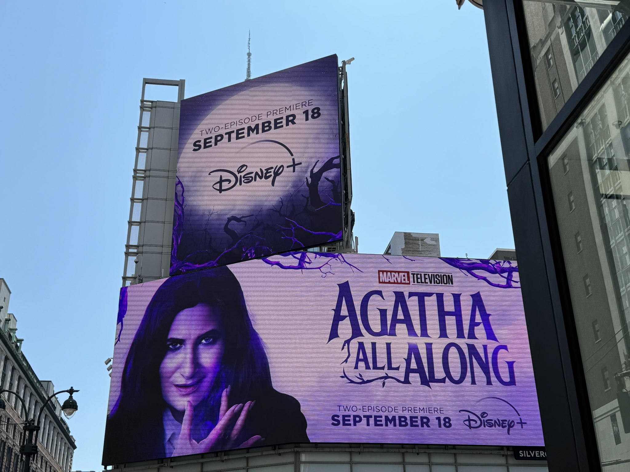 Stills of Agatha All Along billboard ad