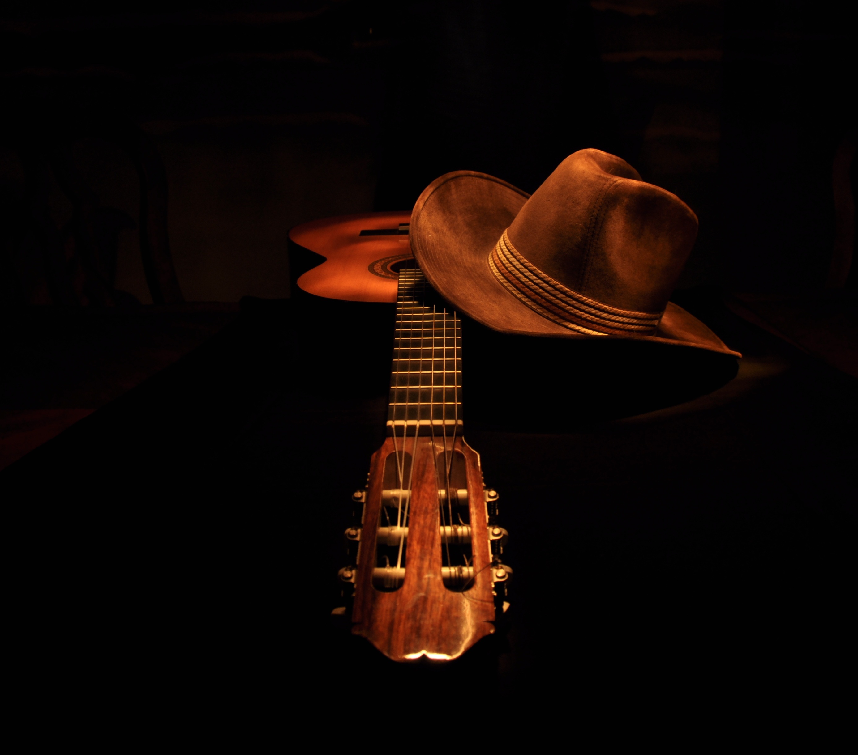 HD Wallpaper of Guitar and Hat Still
