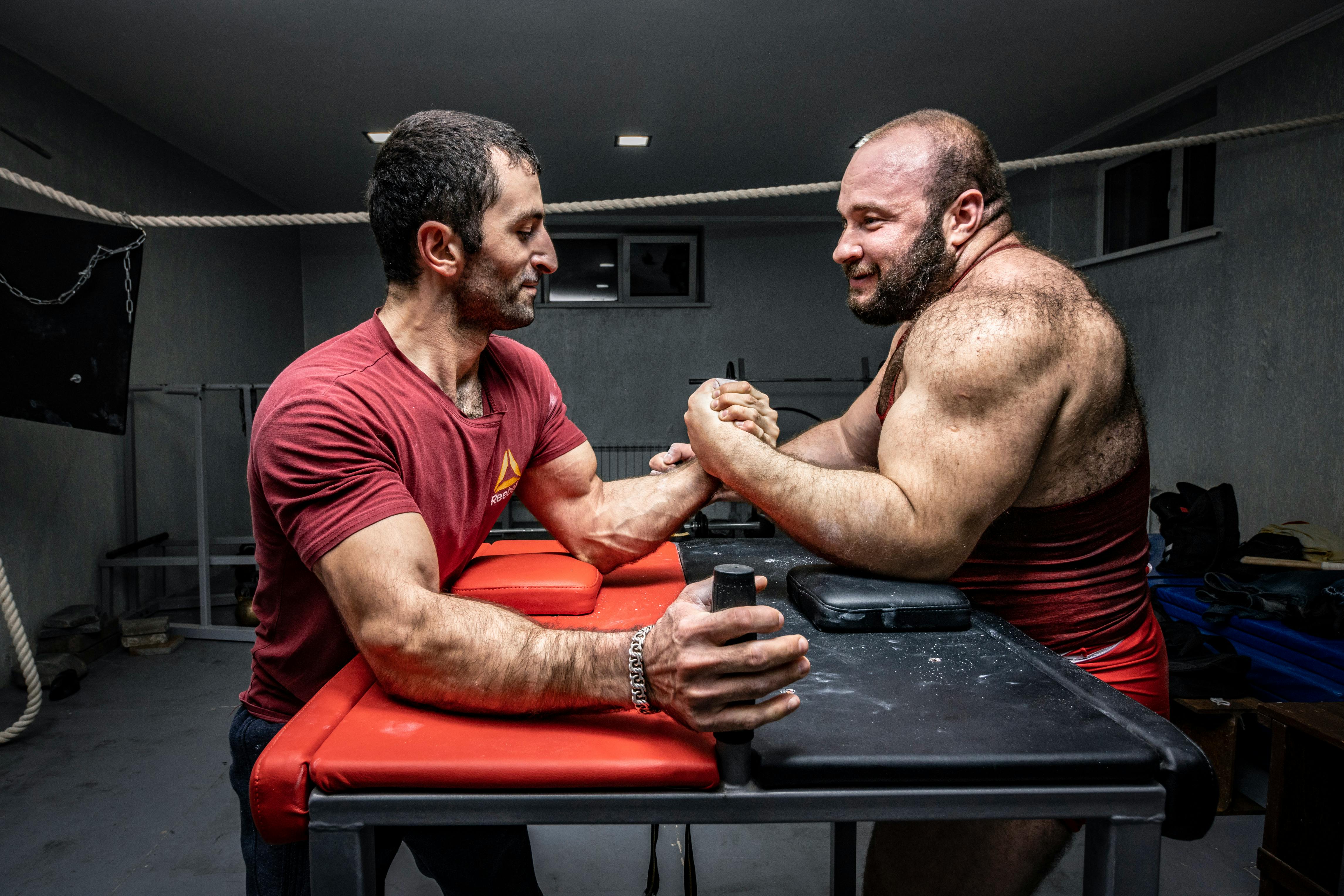 Masculine Men Doing Arm Wrestling