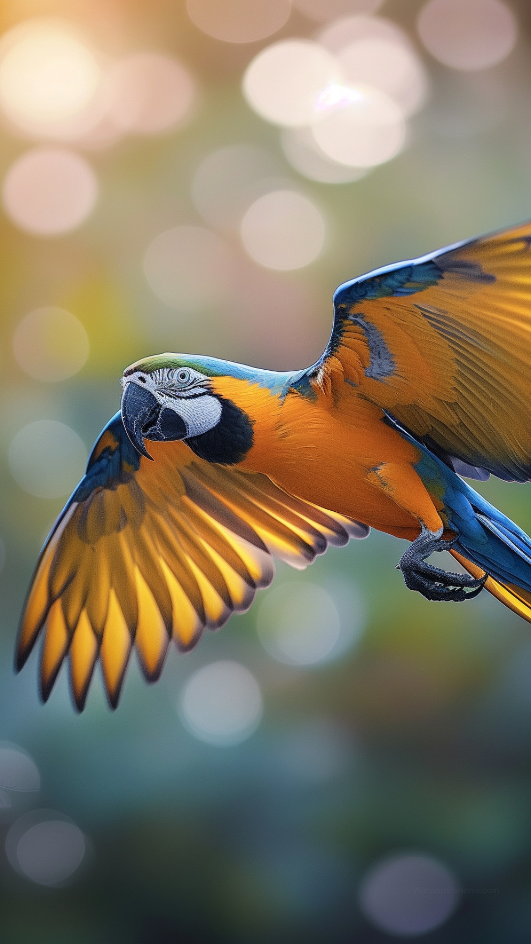 Flying Parrot Wallpaper Blue