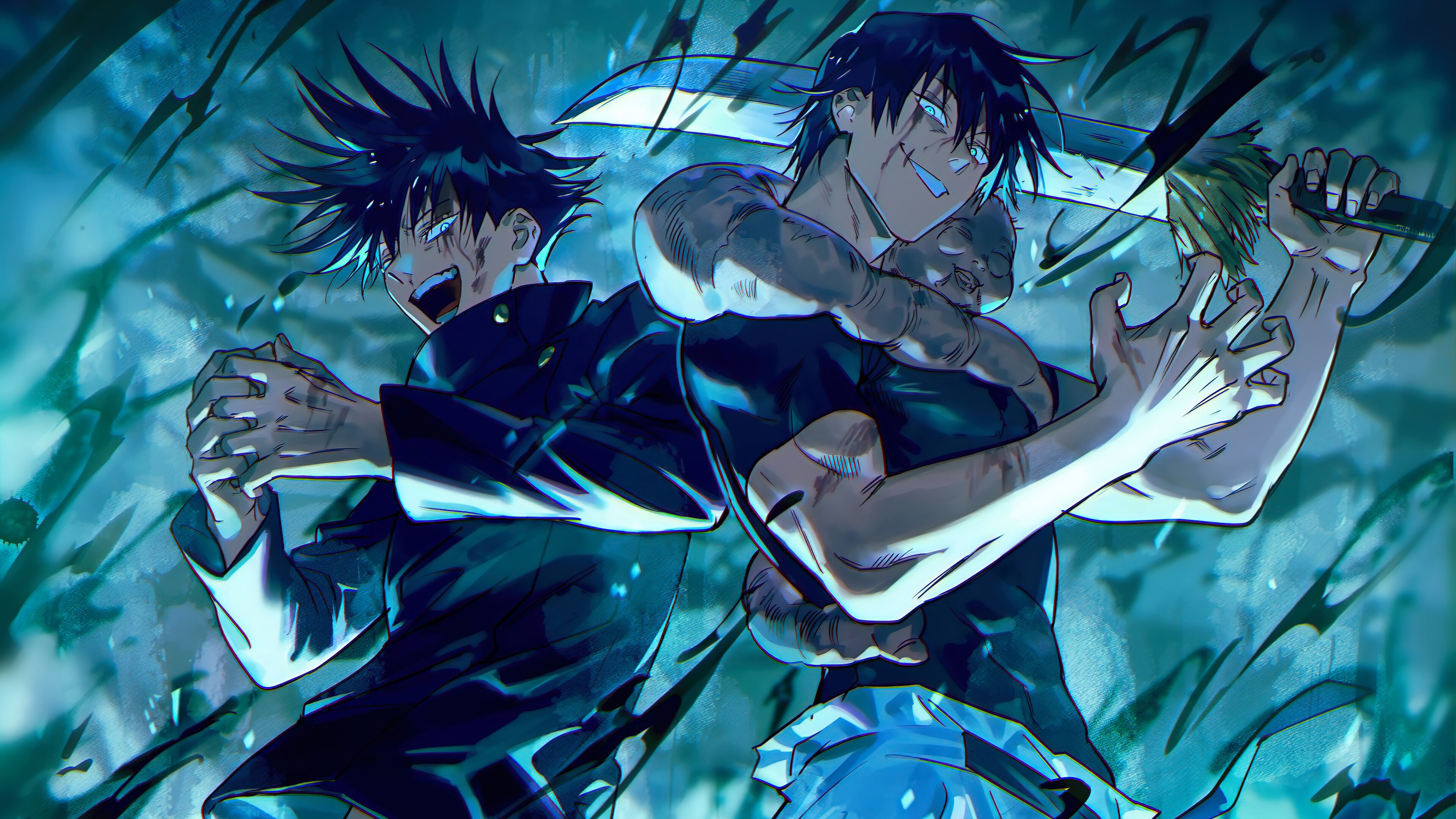 Megumi and Toji from Jujutsu Kaisen Anime Wallpaper 4K for Desktop