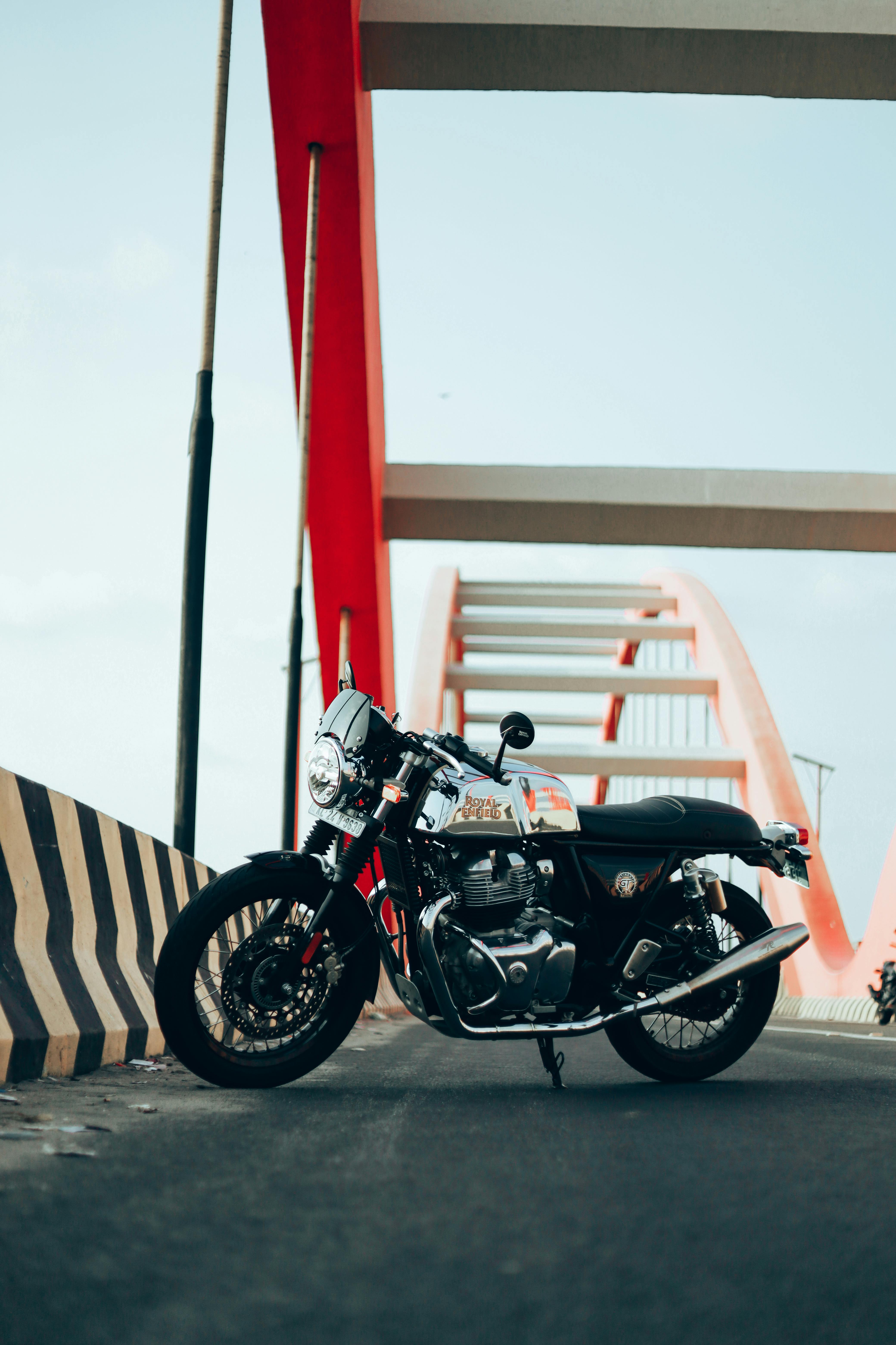 Cafe Racer Motorcycle on Bridge · Free