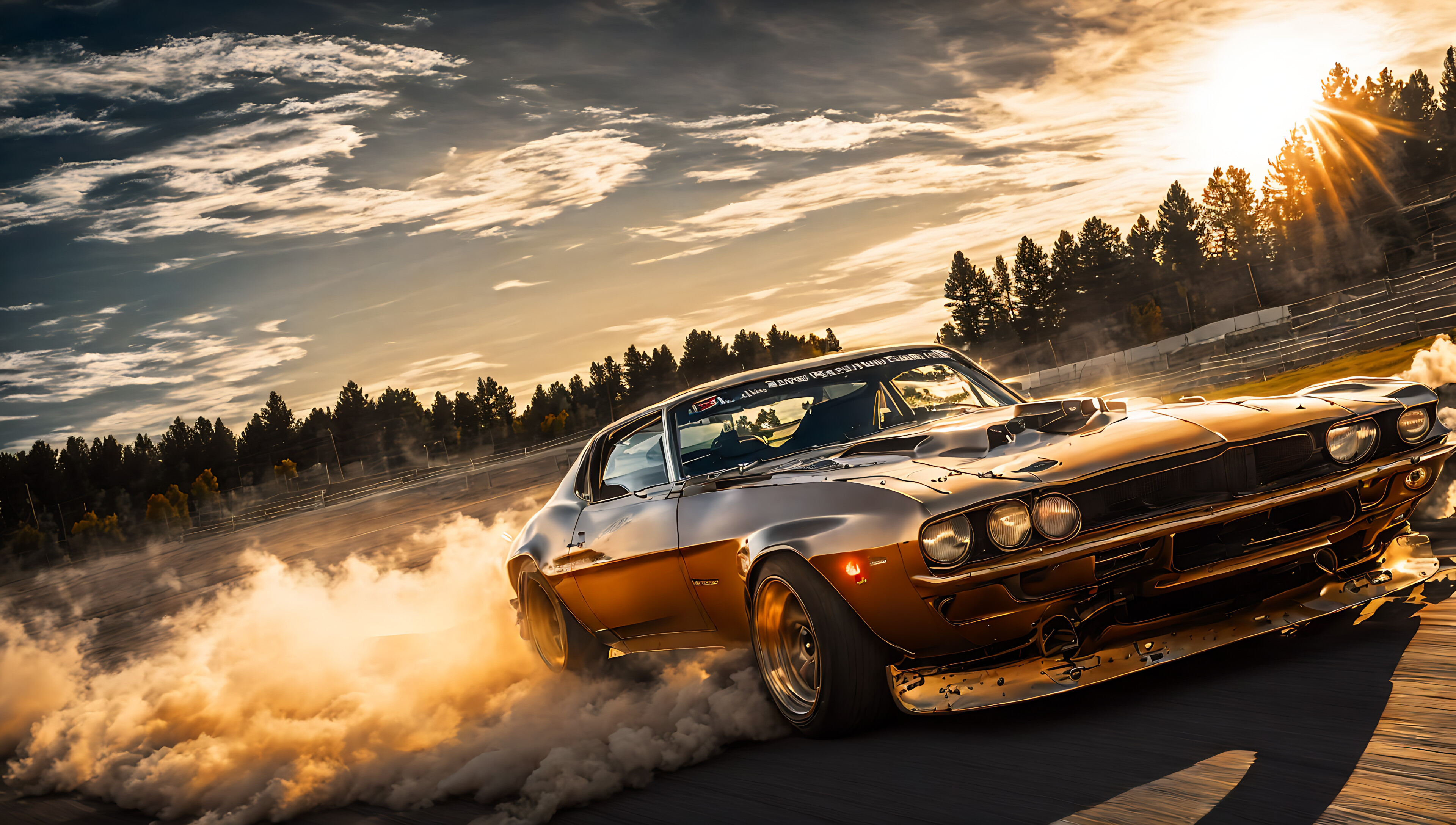 4K Wallpaper: Muscle cars on track, r