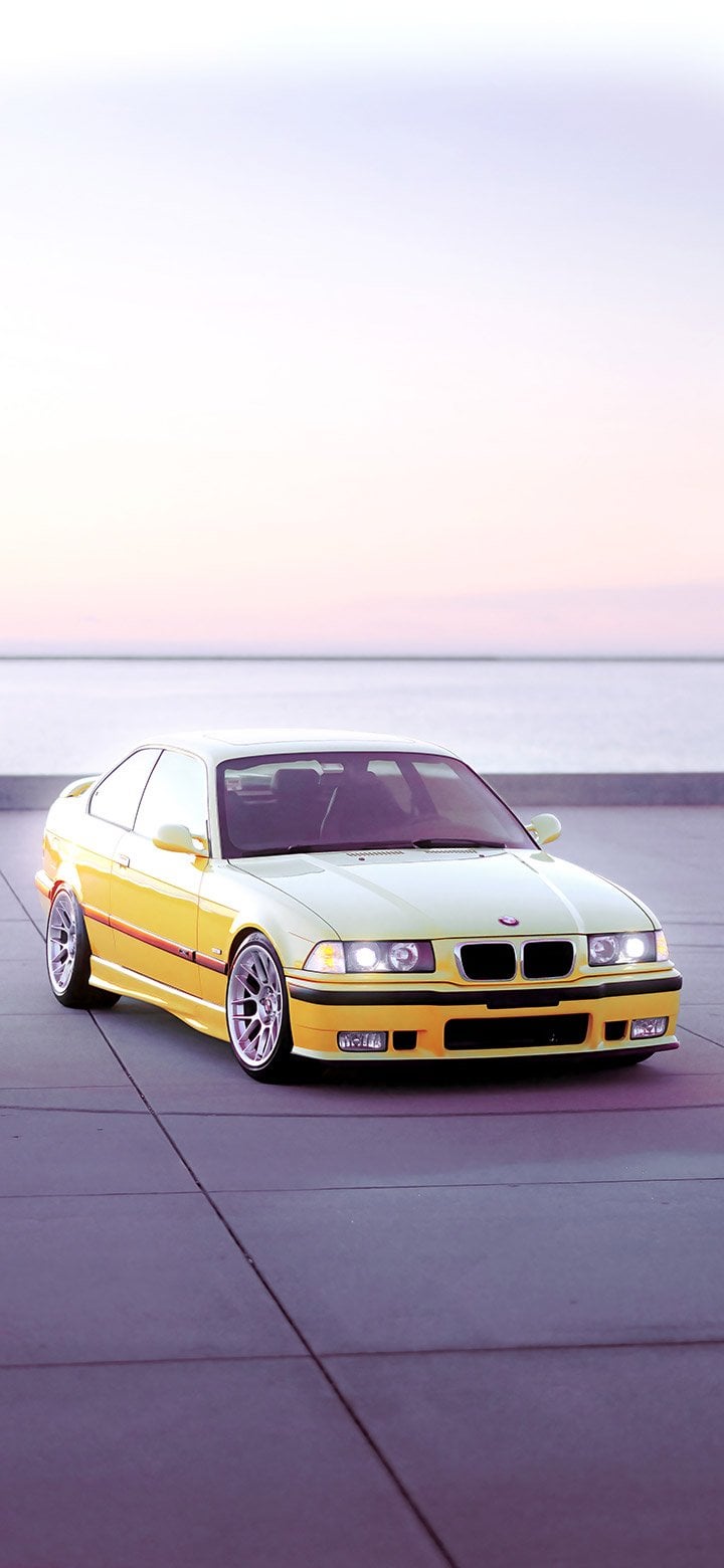 Aesthetic BMW parked near the sea 4K