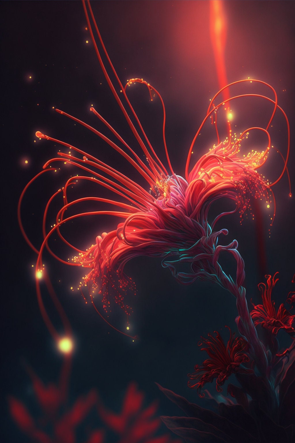 Red Spider Lily Flower, Digital Art