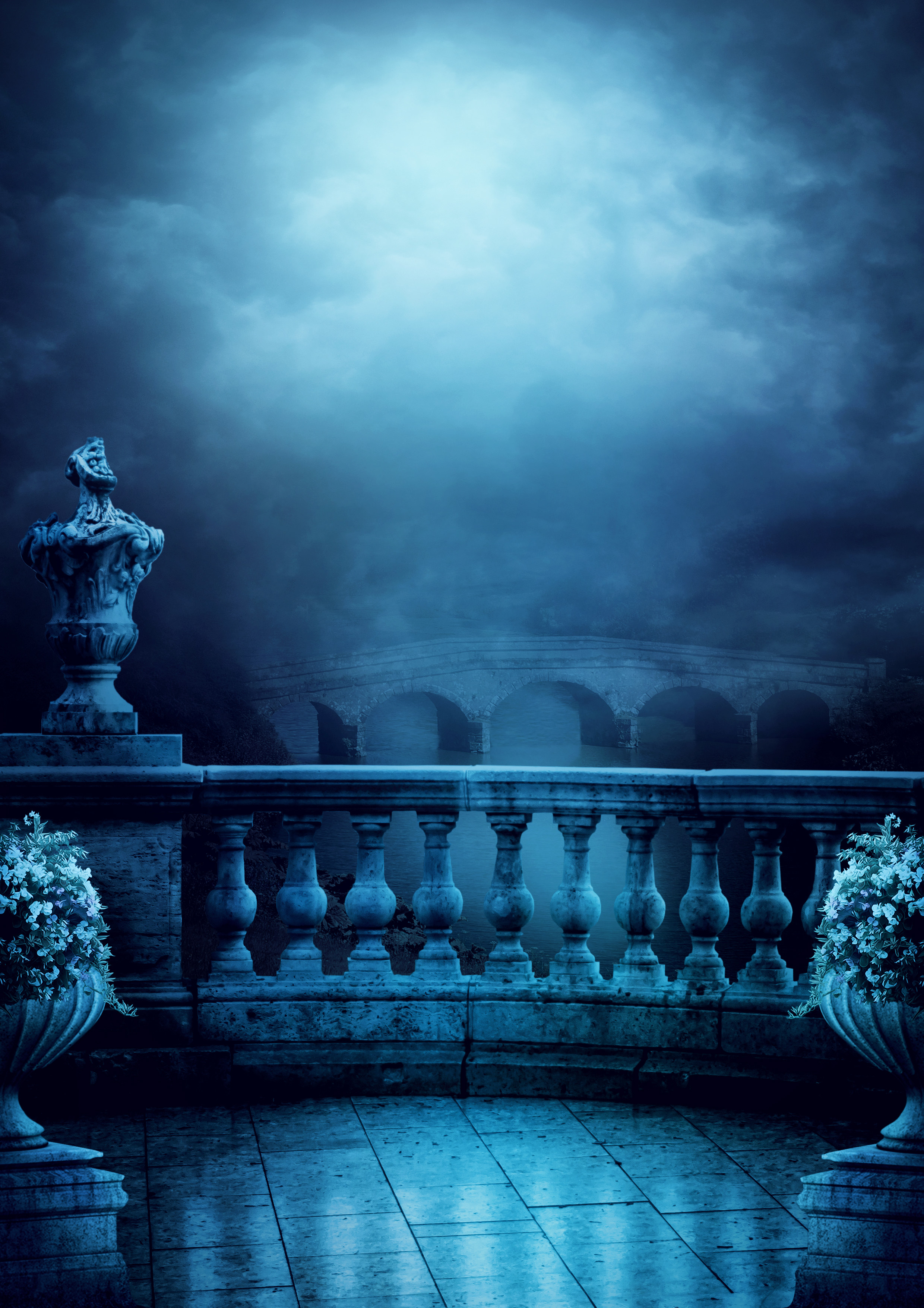 background, fantasy, balcony, bridge