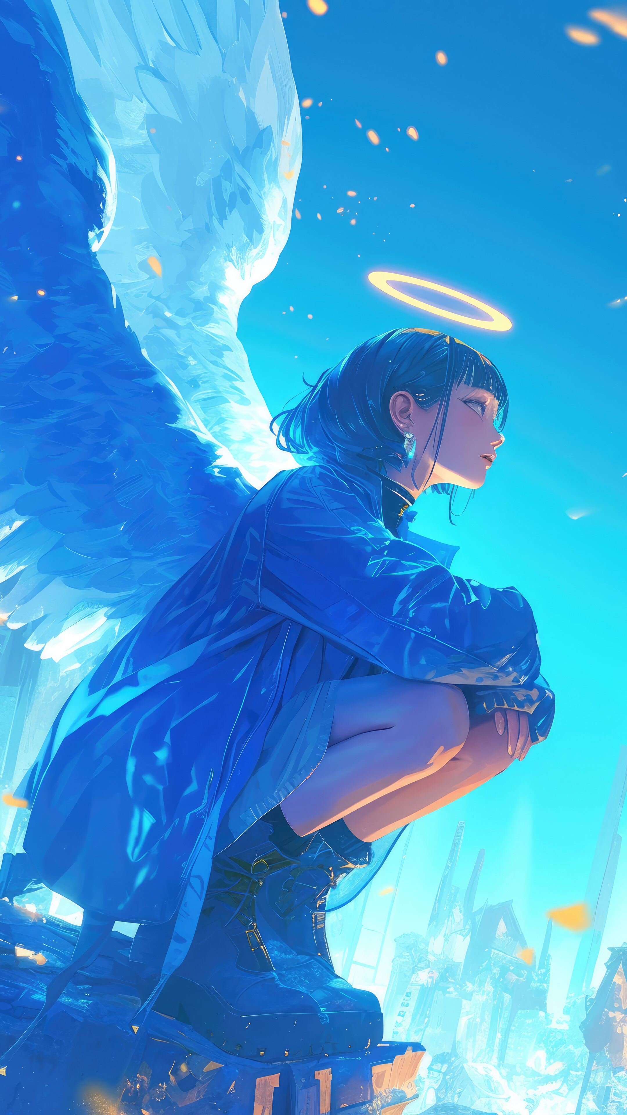 Angel Wings Anime Girl 4K Wallpaper