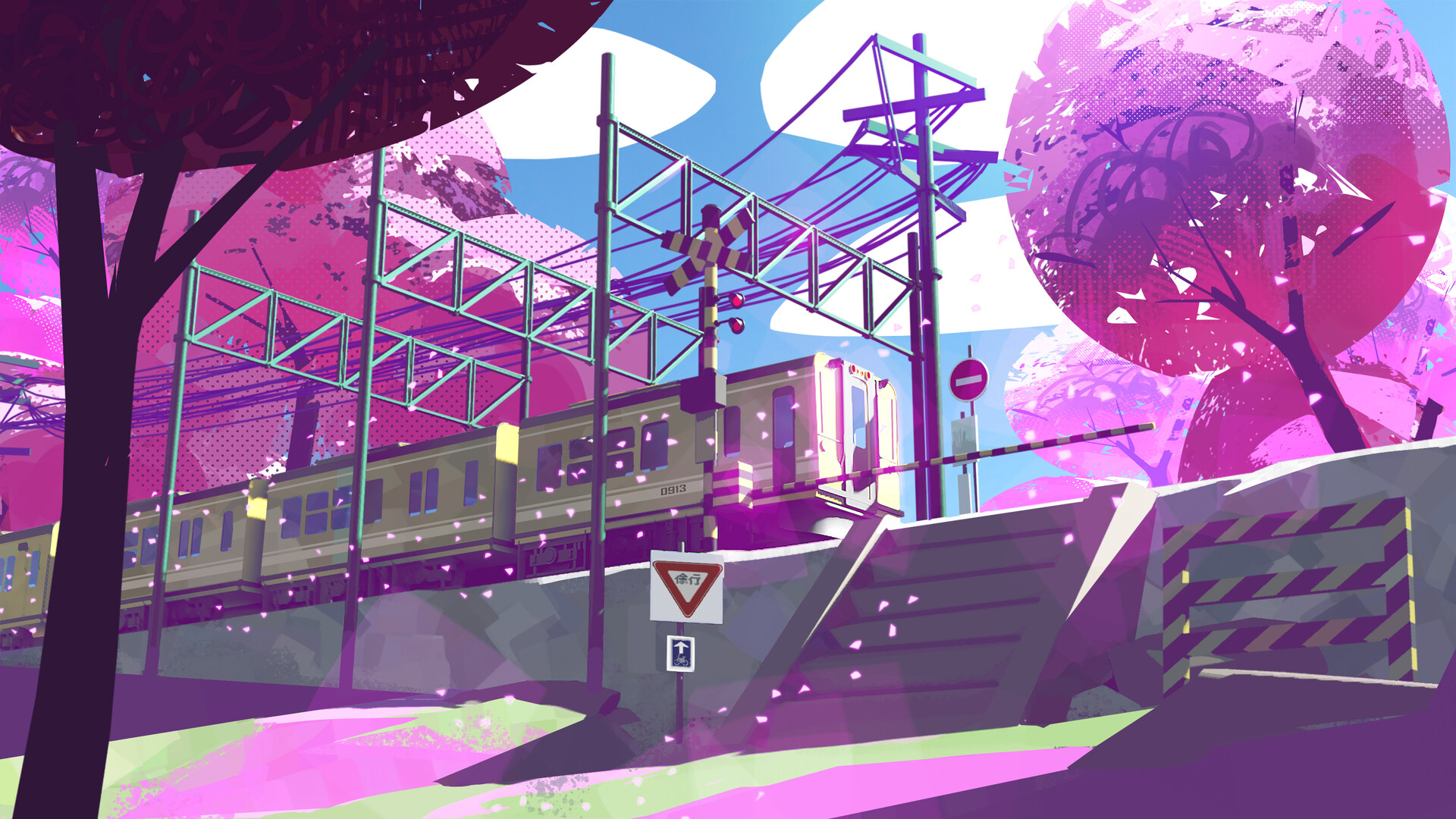 4K Ultra HD Anime Train Sunset