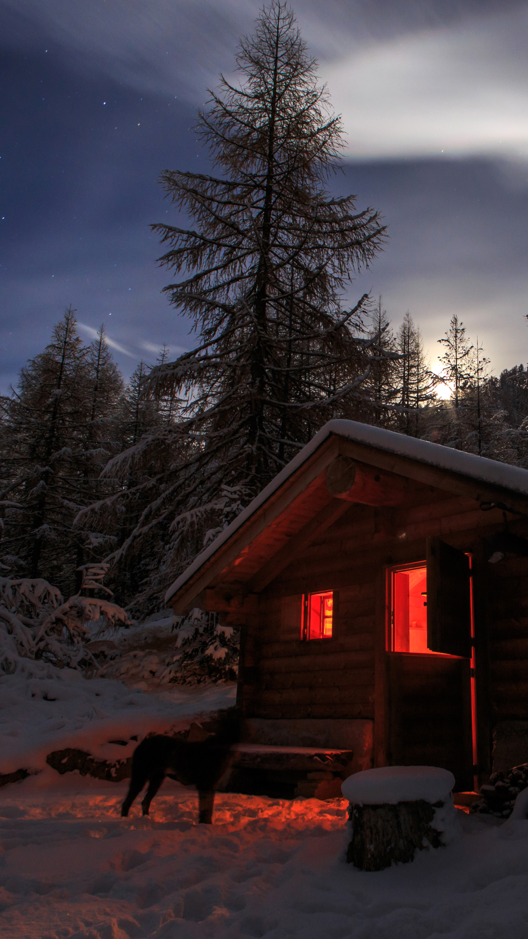 Download Night Snow House Cottage