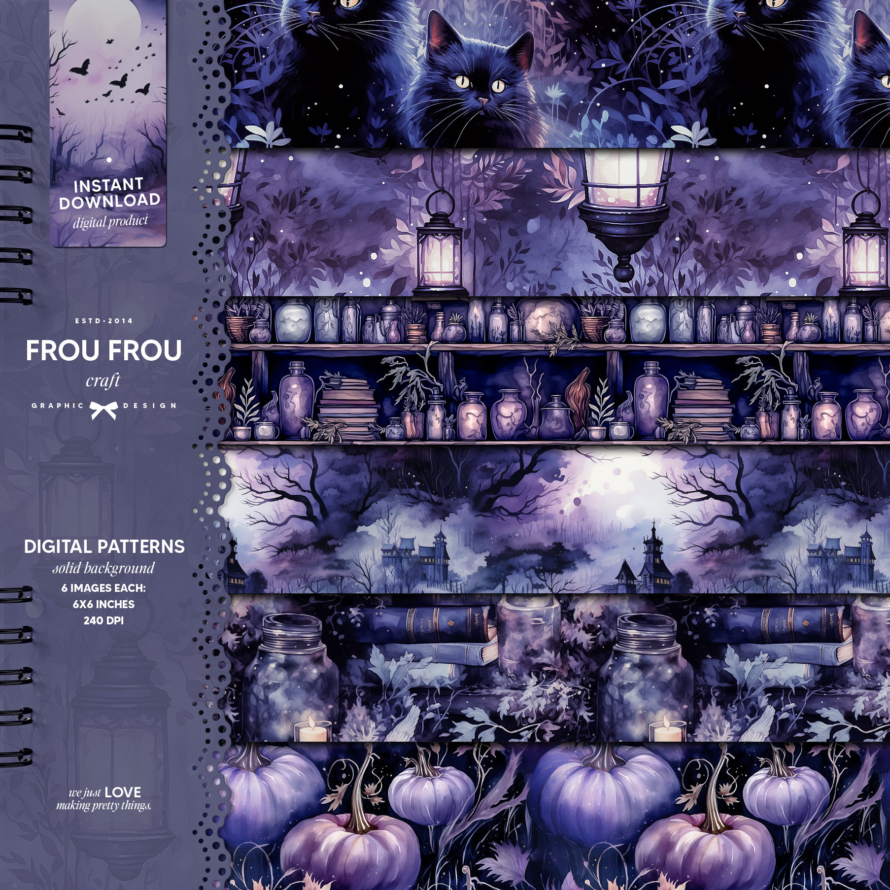 Halloween Digital Paper Pack Purple