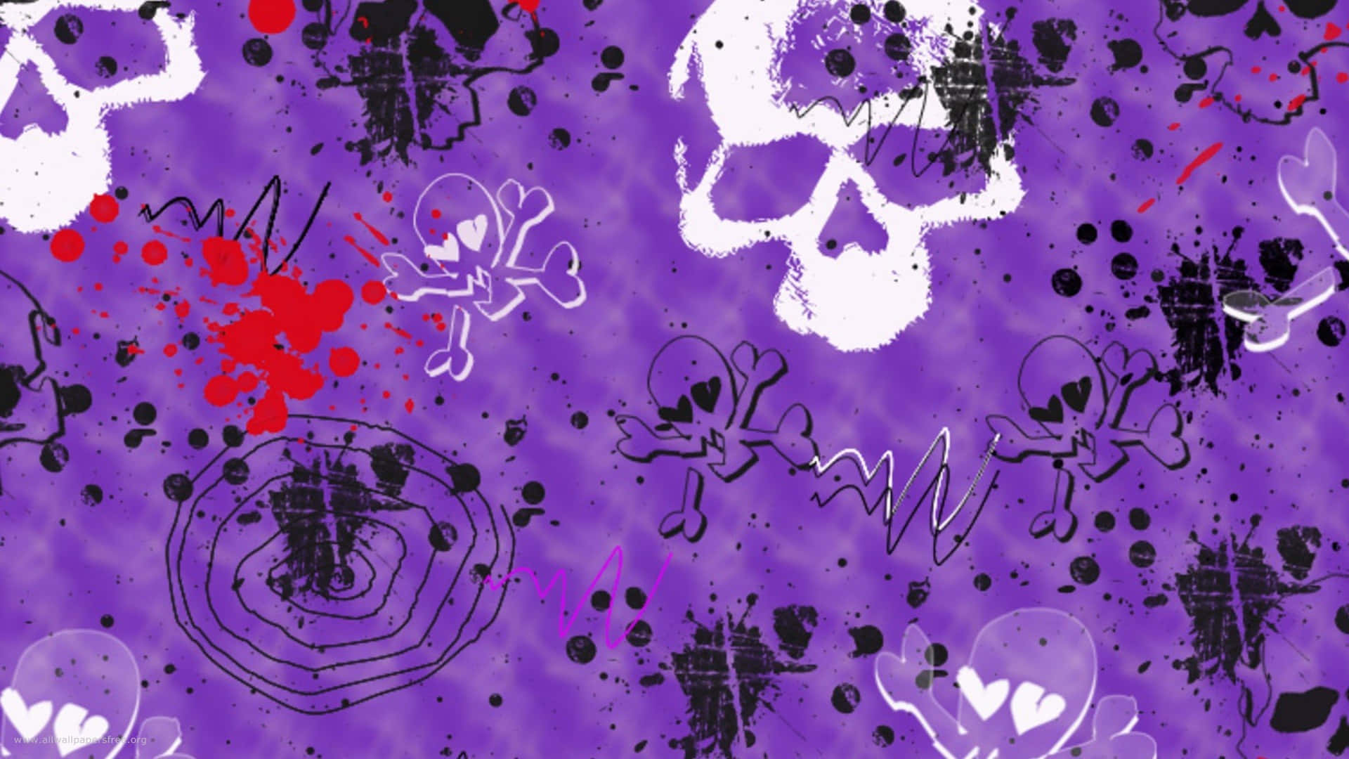 Download purple skulls and splatters