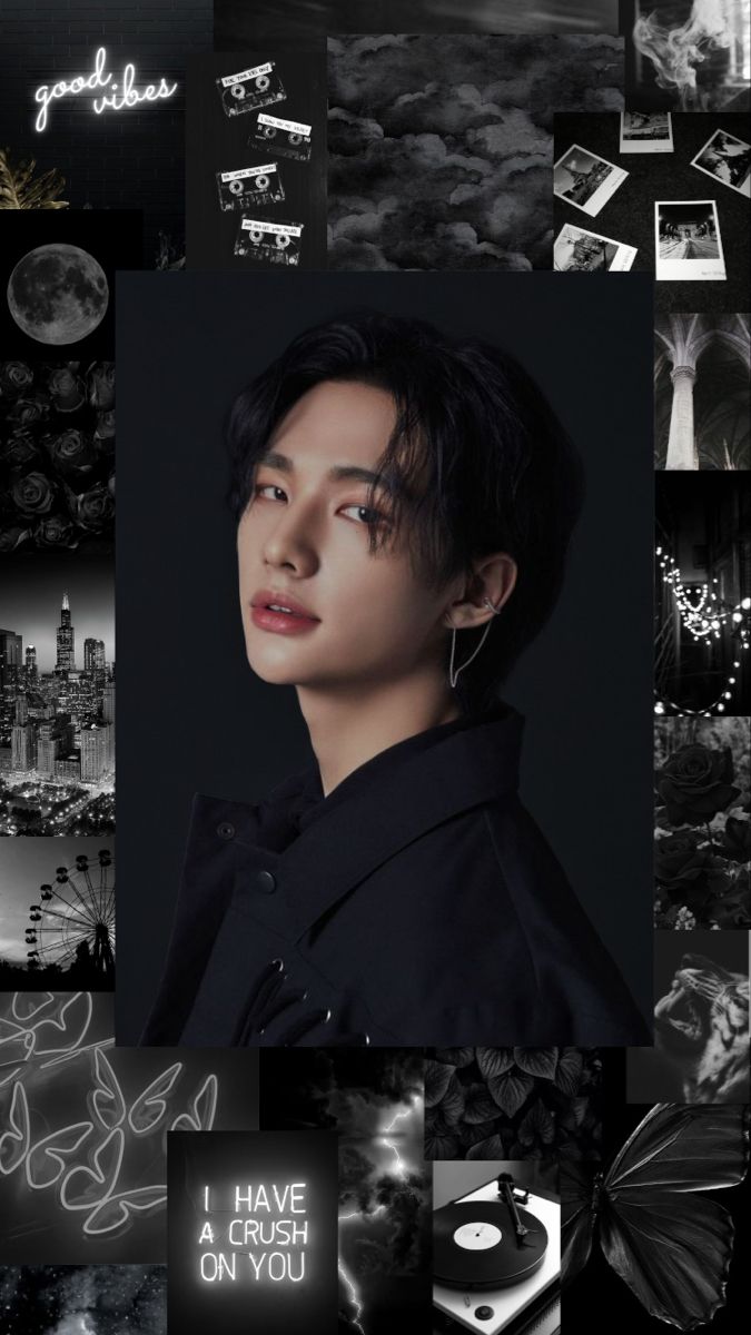 Hyunjin Black Aesthetic Wallpaper