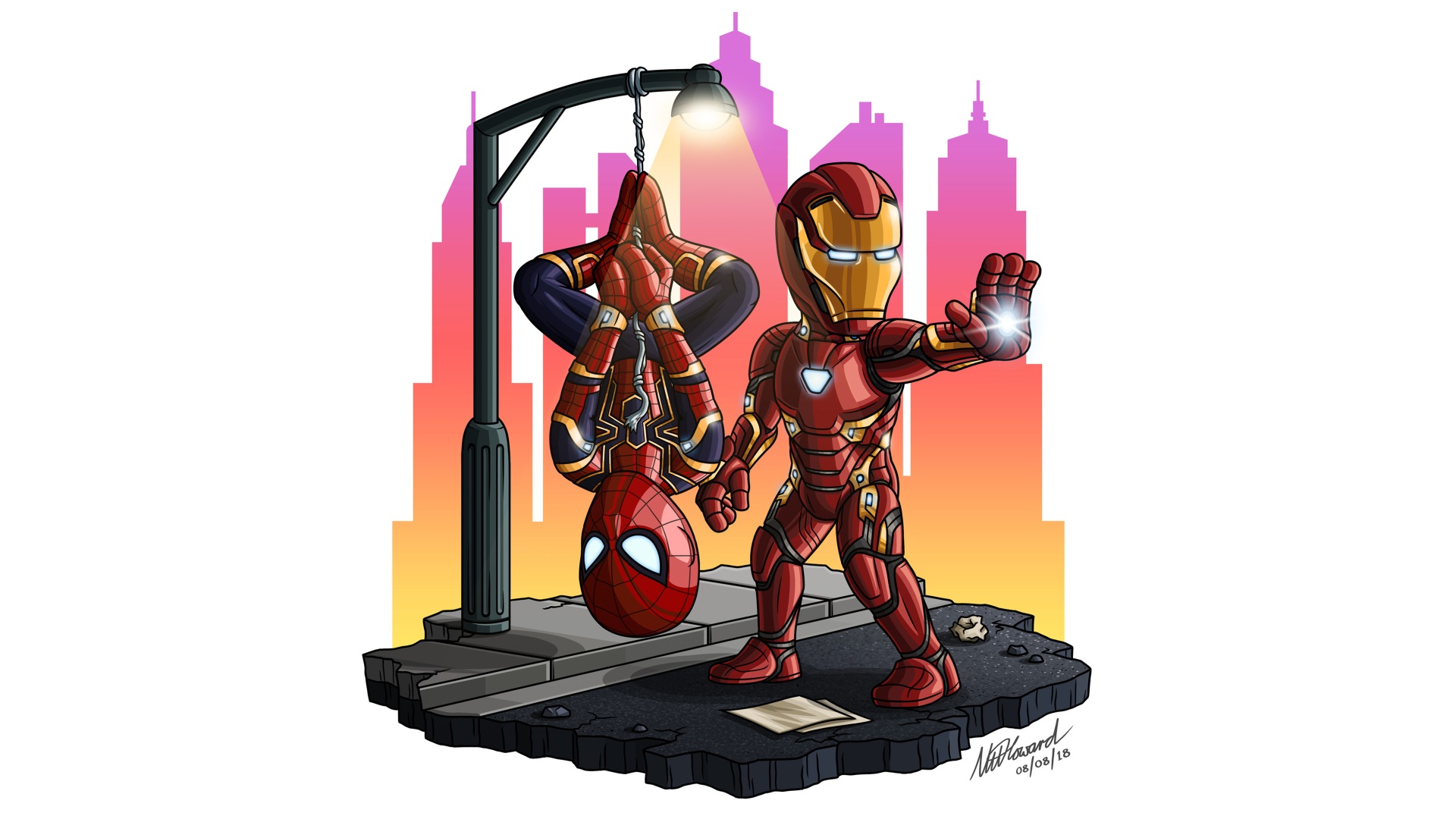 Iron Man And Spiderman Chibi 4k