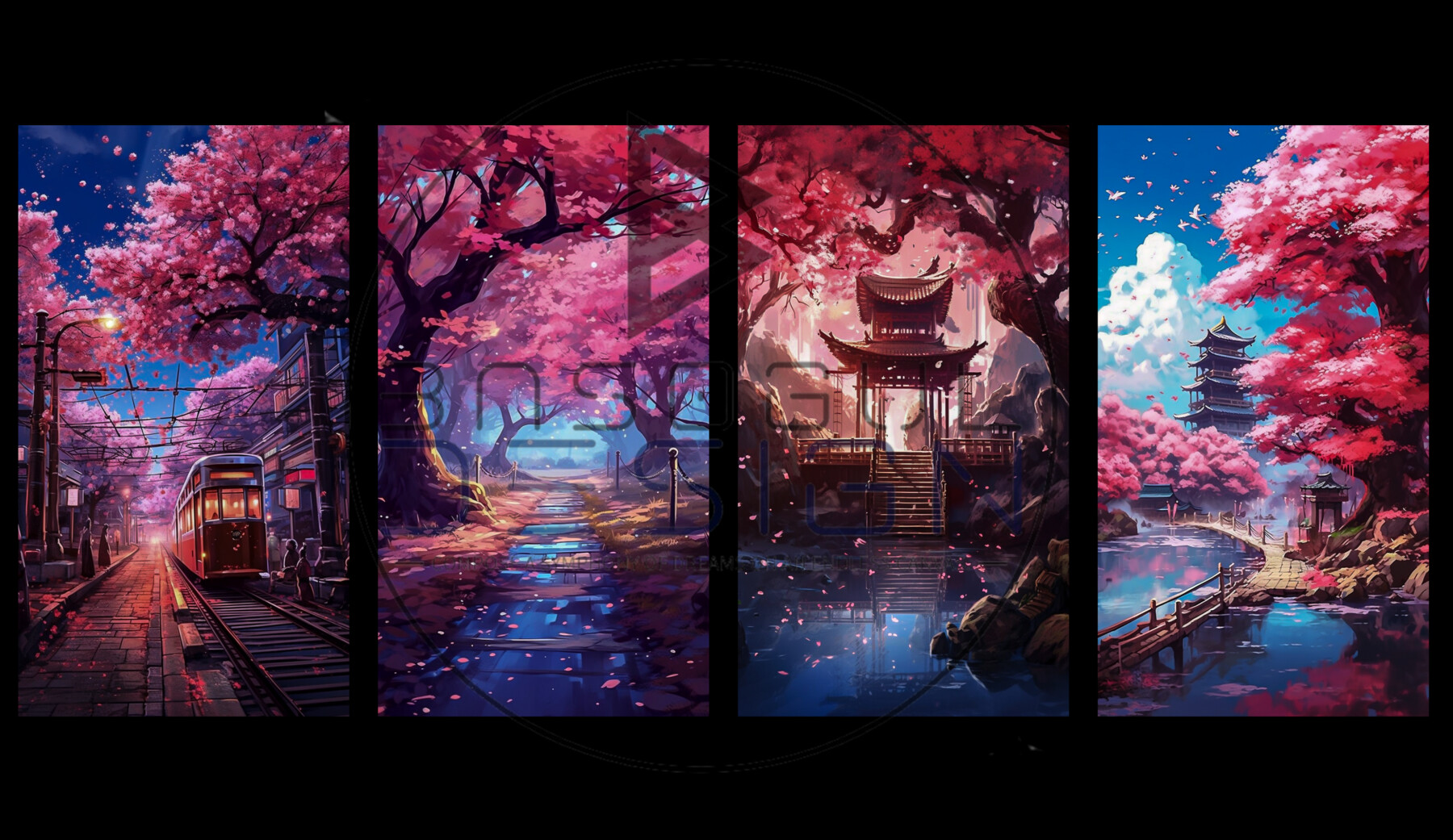 20x Anime Style Sakura Tree Landscapes
