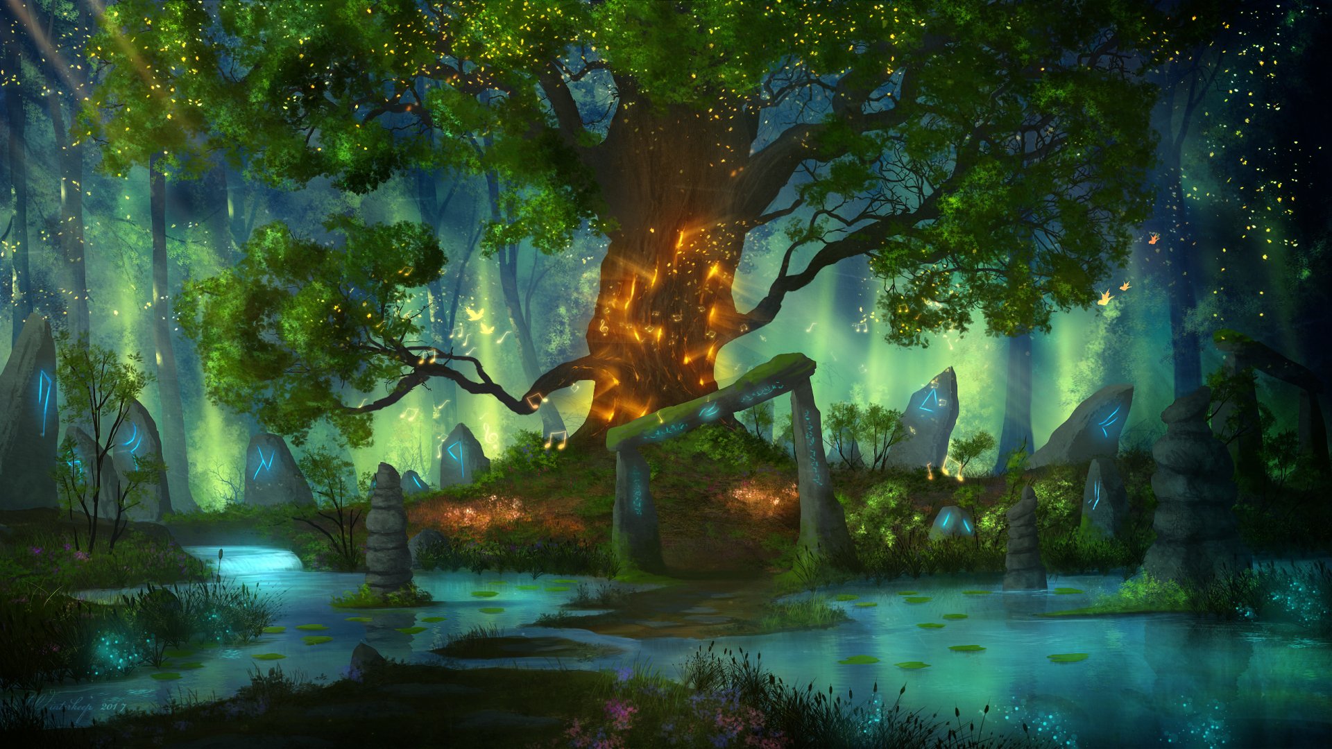 Enchanted Forest Tree HD Wallpaper