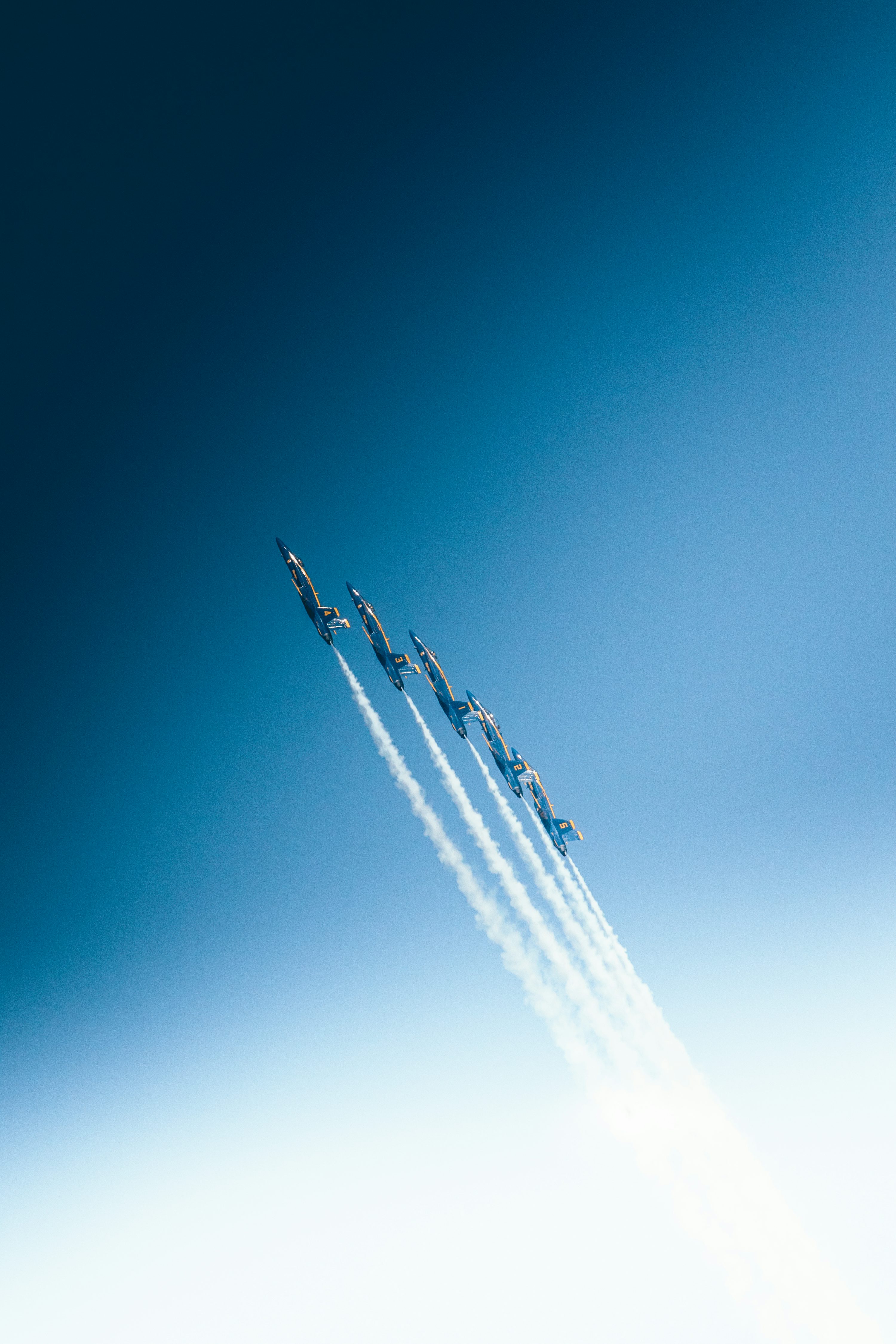 Five jet flying in sky photo