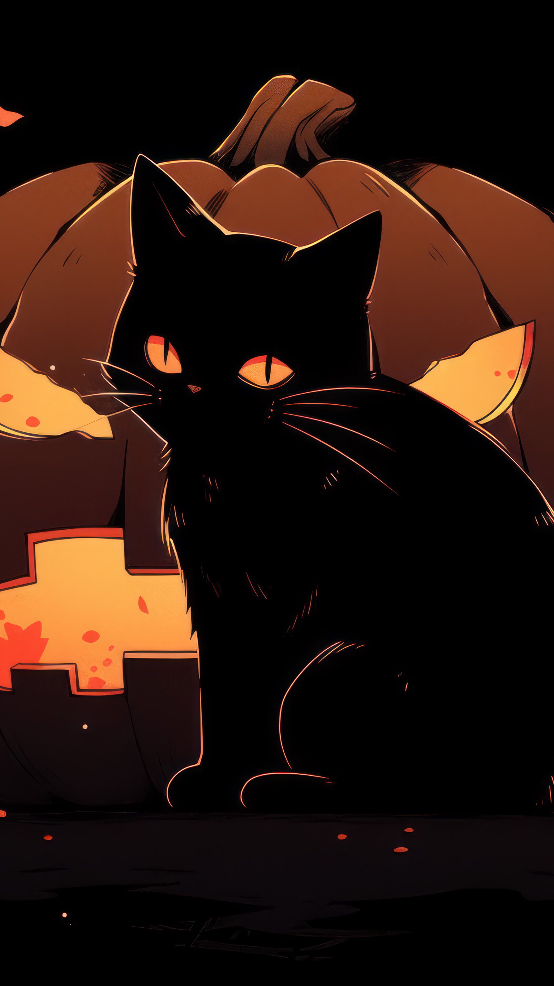 Black Cat Jack O' Lantern Pumpkin