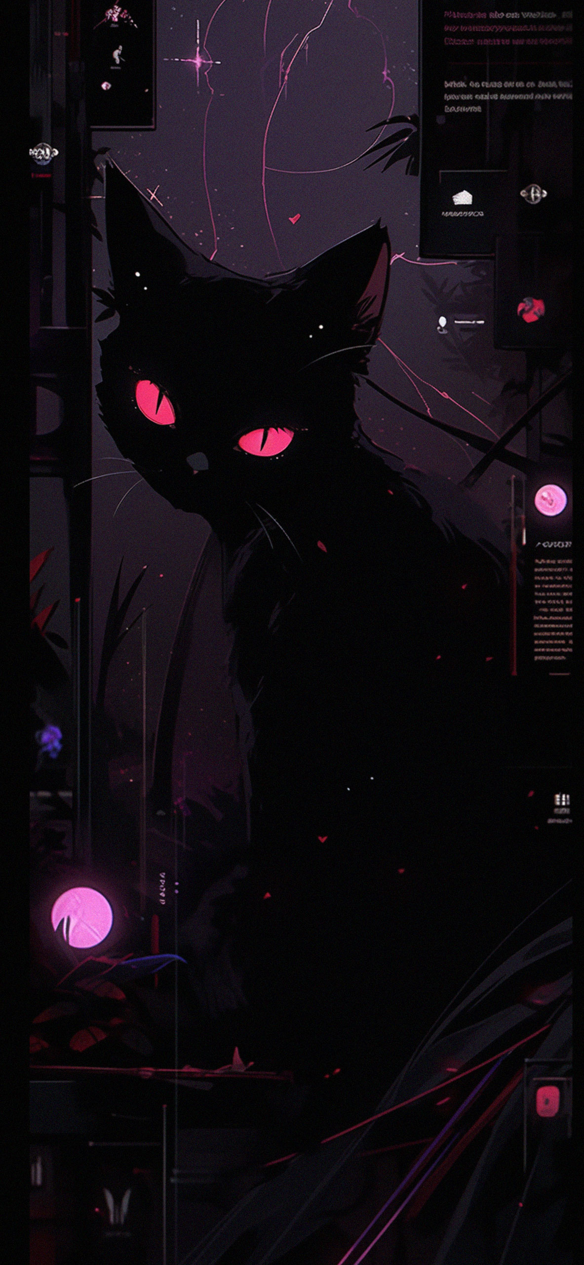 Digital Black Cat Enigmatic Wallpaper
