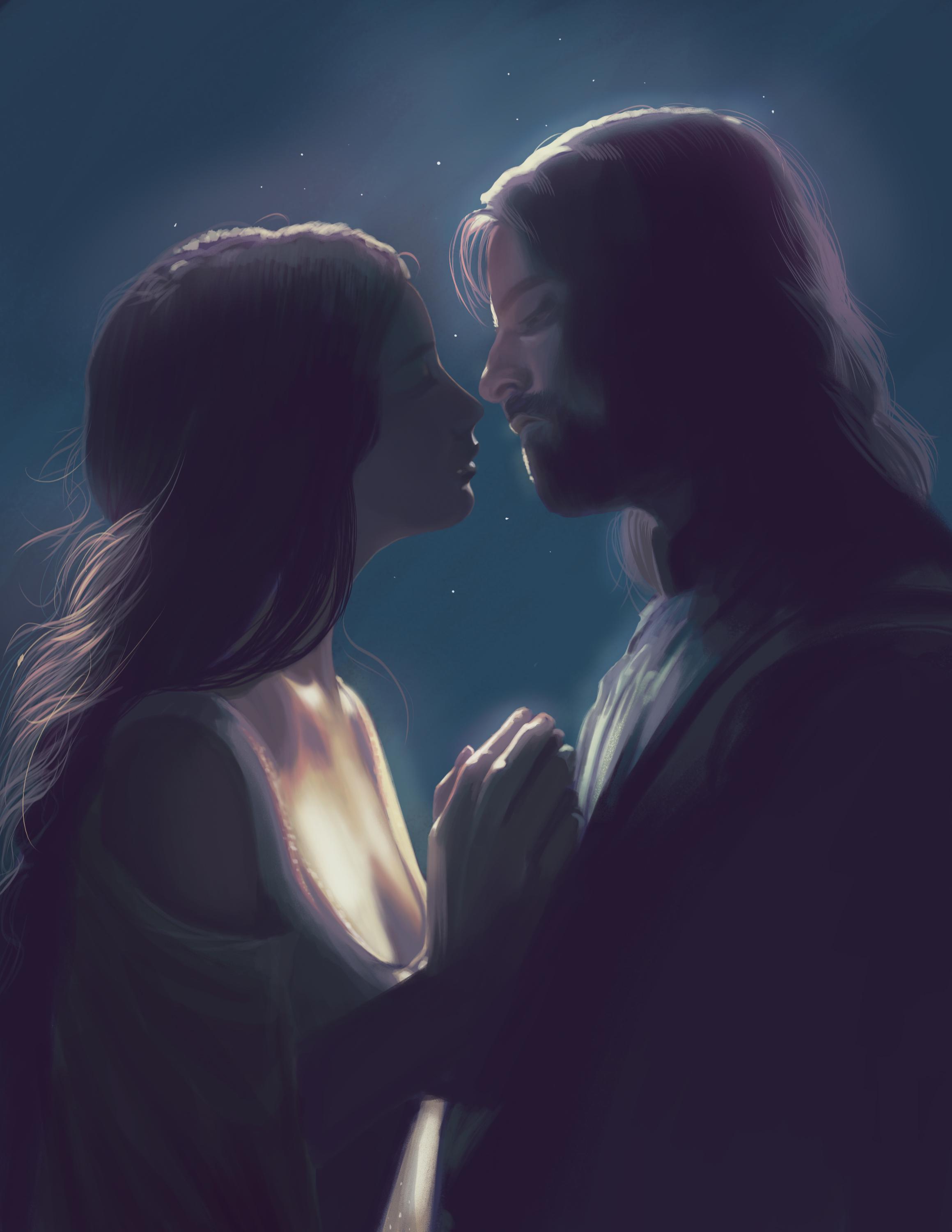 Aragorn and Arwen, Painting practice