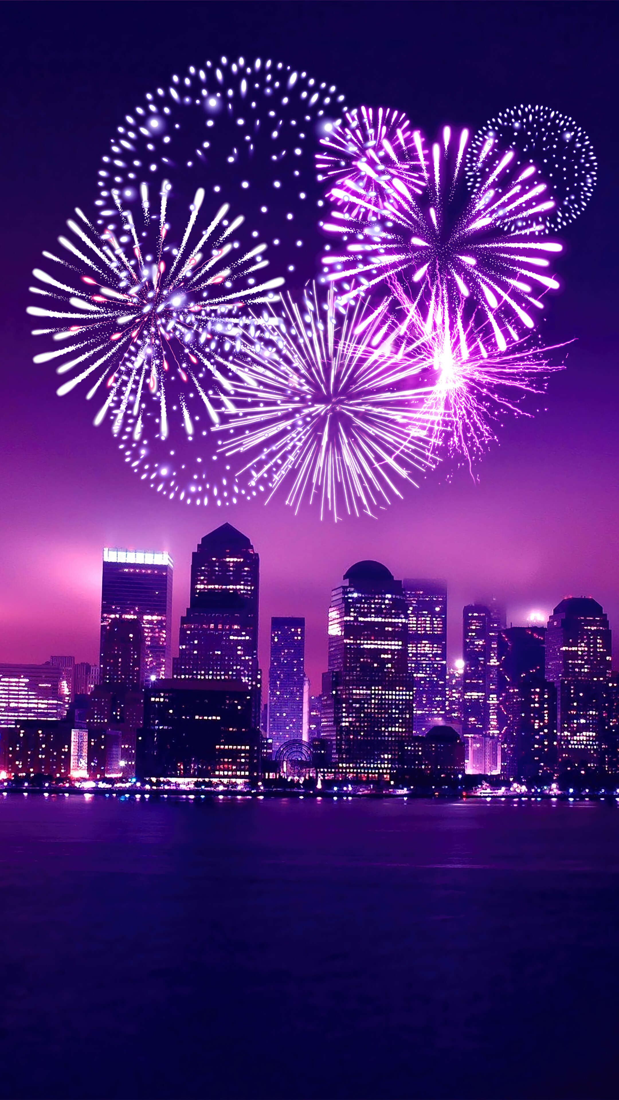 New Year Fireworks Chicago Night City