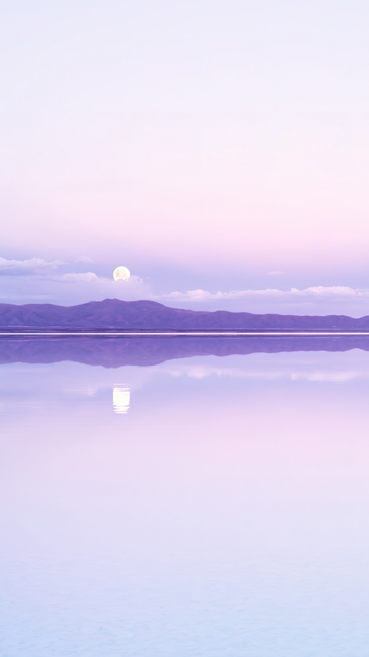 Full moon Wallpaper 4K, Purple