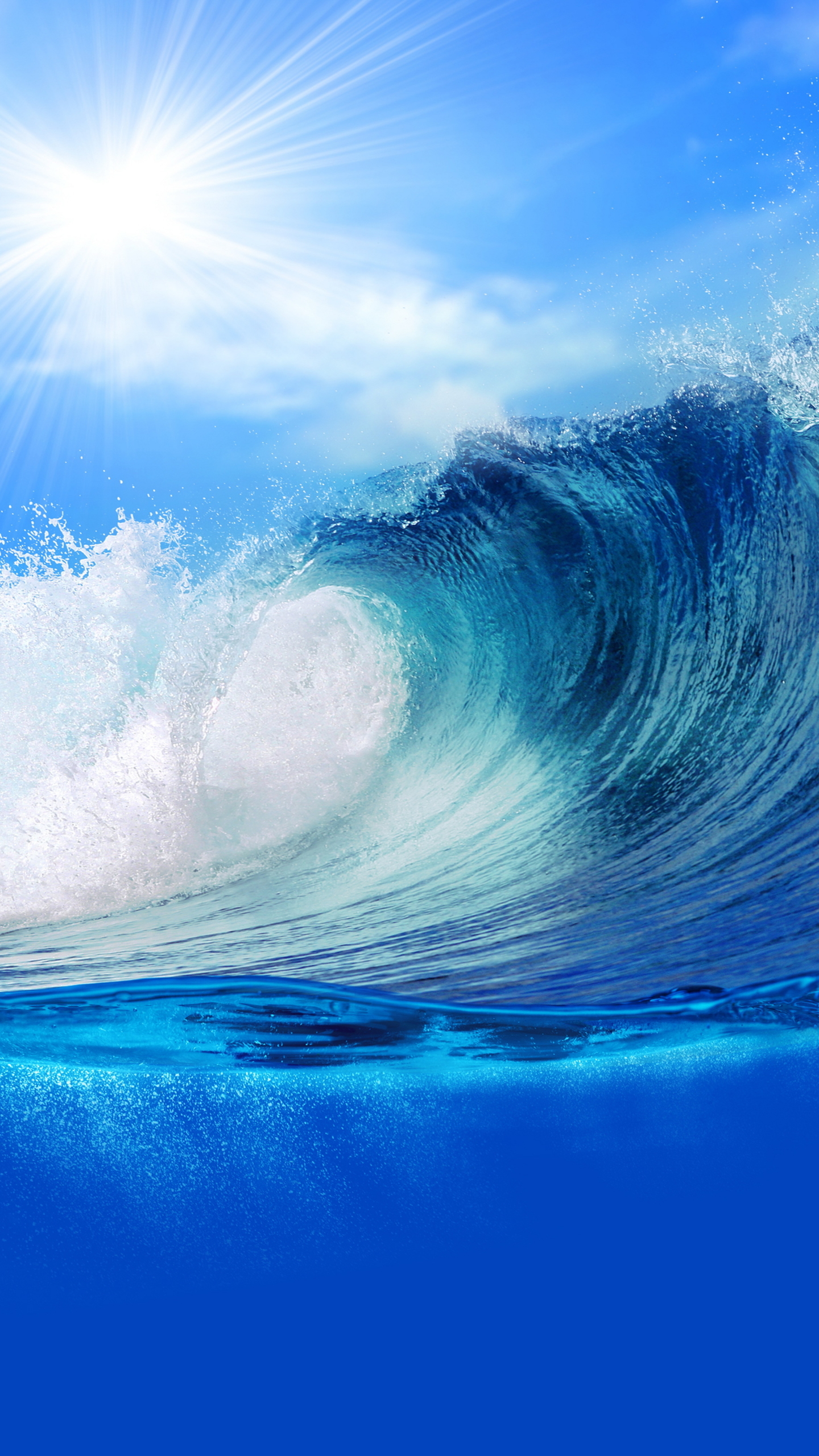 Blue Ocean Nature Wave Phone Wallpaper