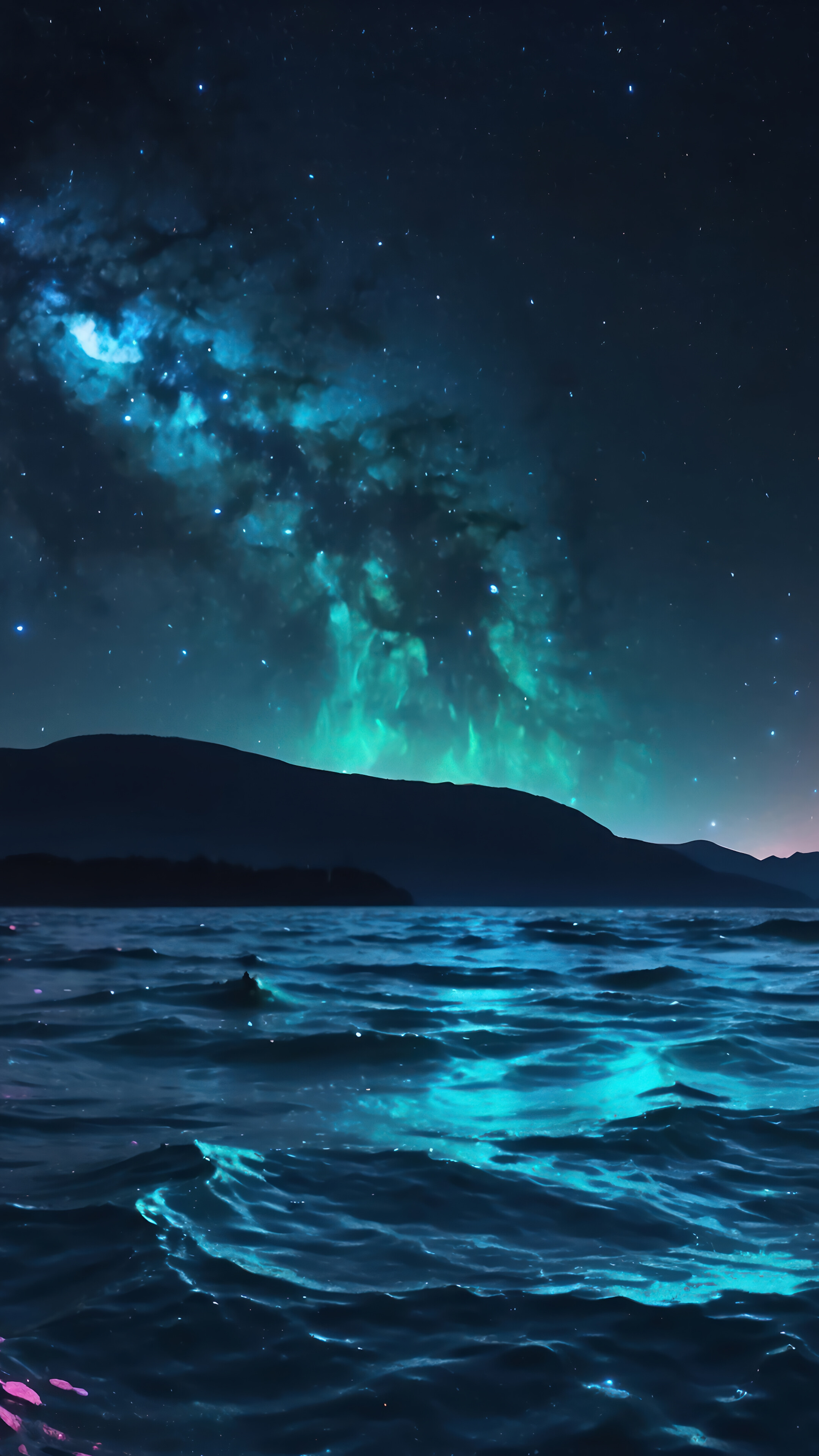 Sea Ocean Waves Night Stars Colorful